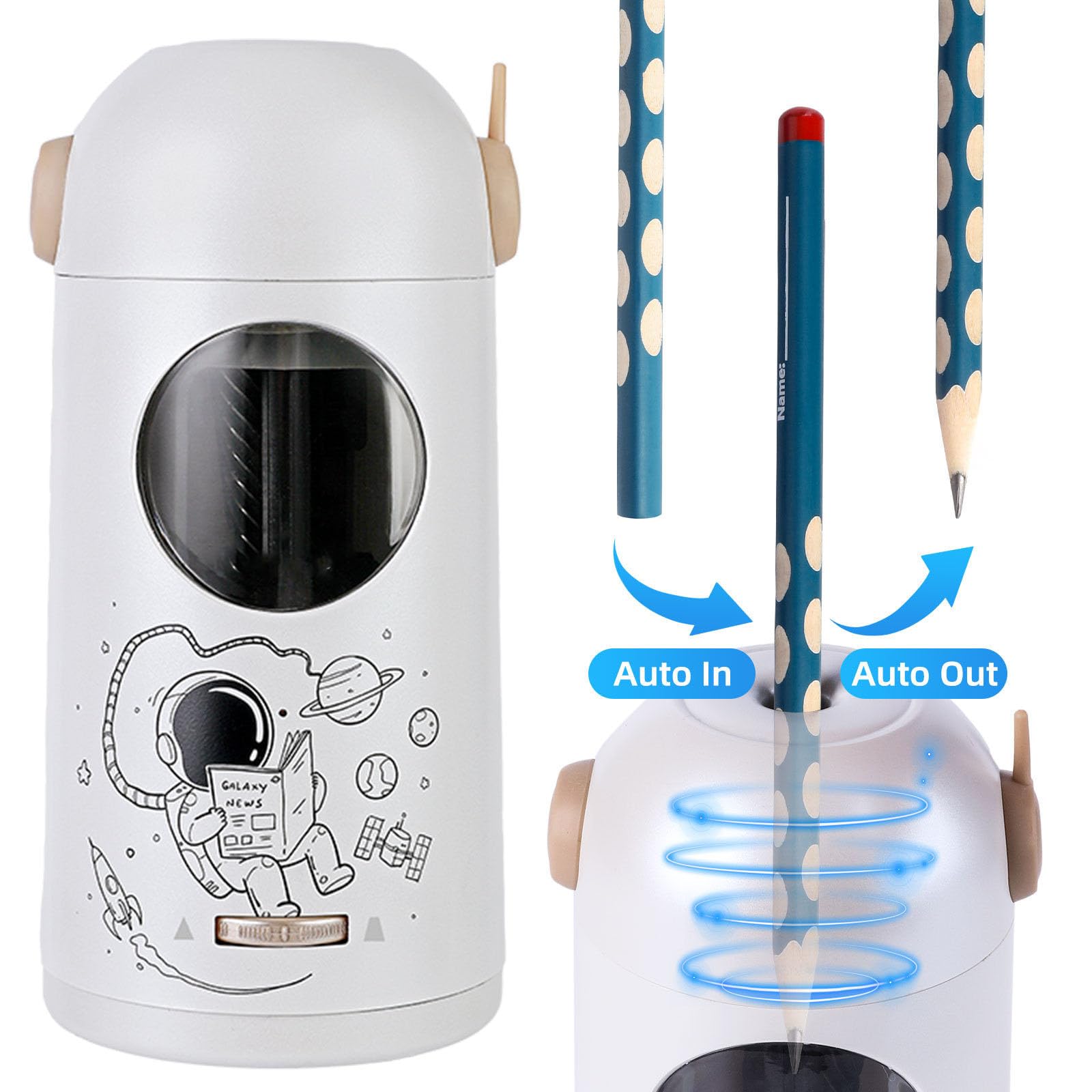 Taille-crayon électrique automatique USB avec arrêt automatique 3 épaisseurs réglables pour crayons de 7 à 11,5 mm et crayons de couleur sans danger pour enfants
