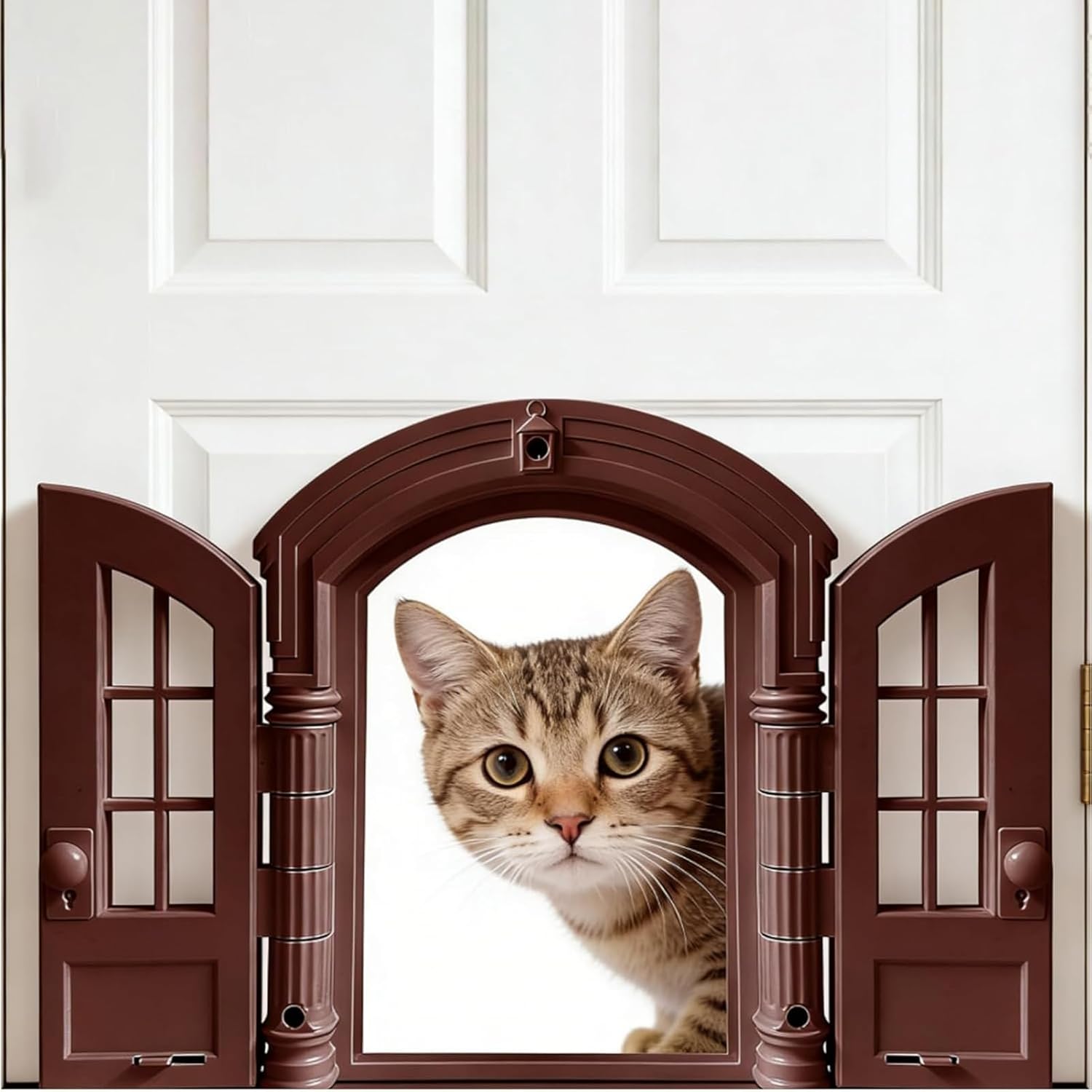 Genérico Cat Door | French Pet Products, Small Retro French Door for Cats | for Bedroom, Room, Garage, Window, Entrance, Mansion, Bedroom and Home