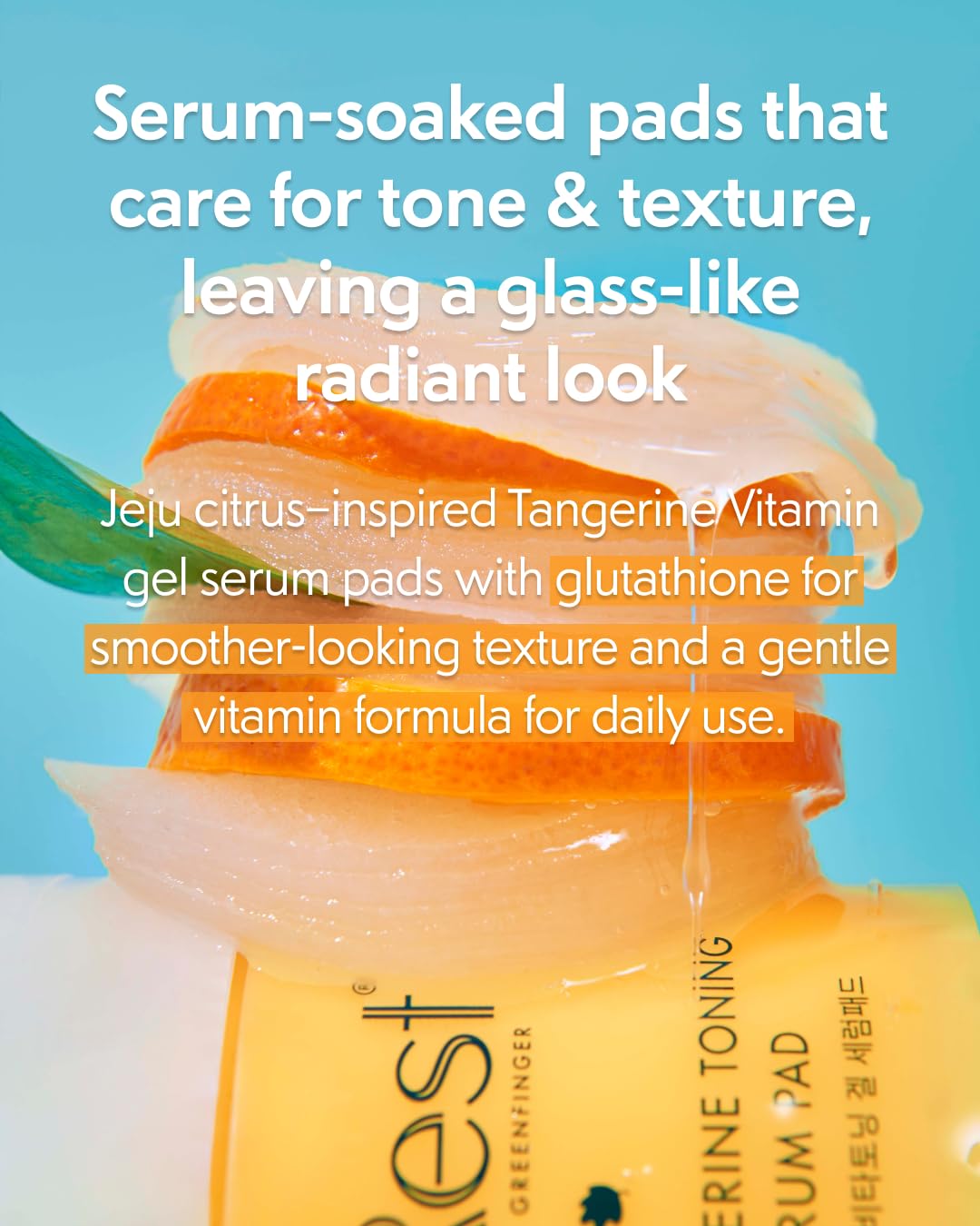 FOREST Vita C-Tangerine Gel Serum Pad 5.07 fl. oz. 75 Pads vitamin serum pad for Glass Skin Texture Care with Niacinamide Panthenol Mandarin Extract and Glutathione, Korean Skin Care