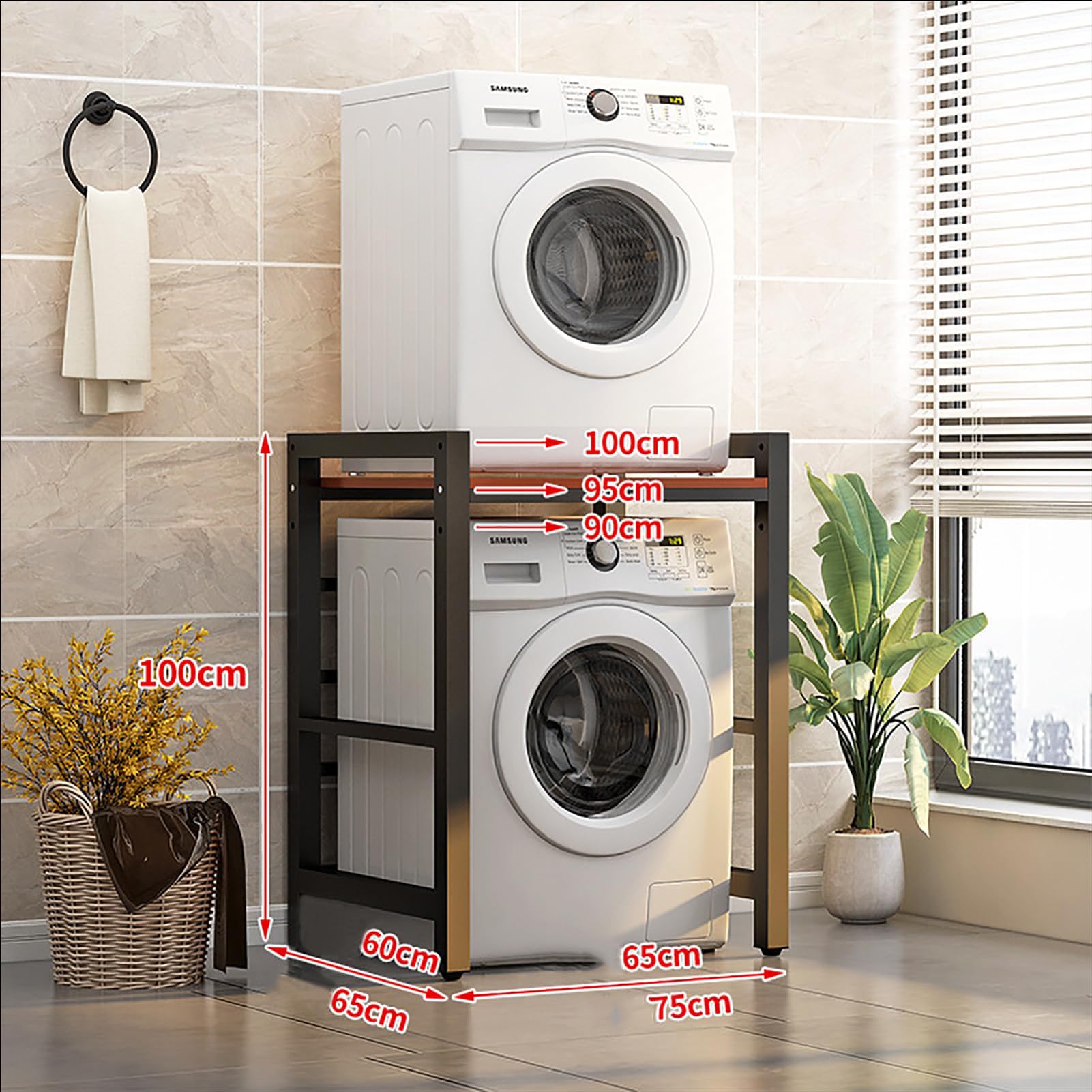 Laundry Stacking Racks Laundry Storage Shelf 3-Level Washer Dryer Stacking Rack - Height ...