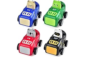 Kidnergy Press and Go Toy Cars (4-Pack) - Friction Powered Engineering Vehicles Toys
