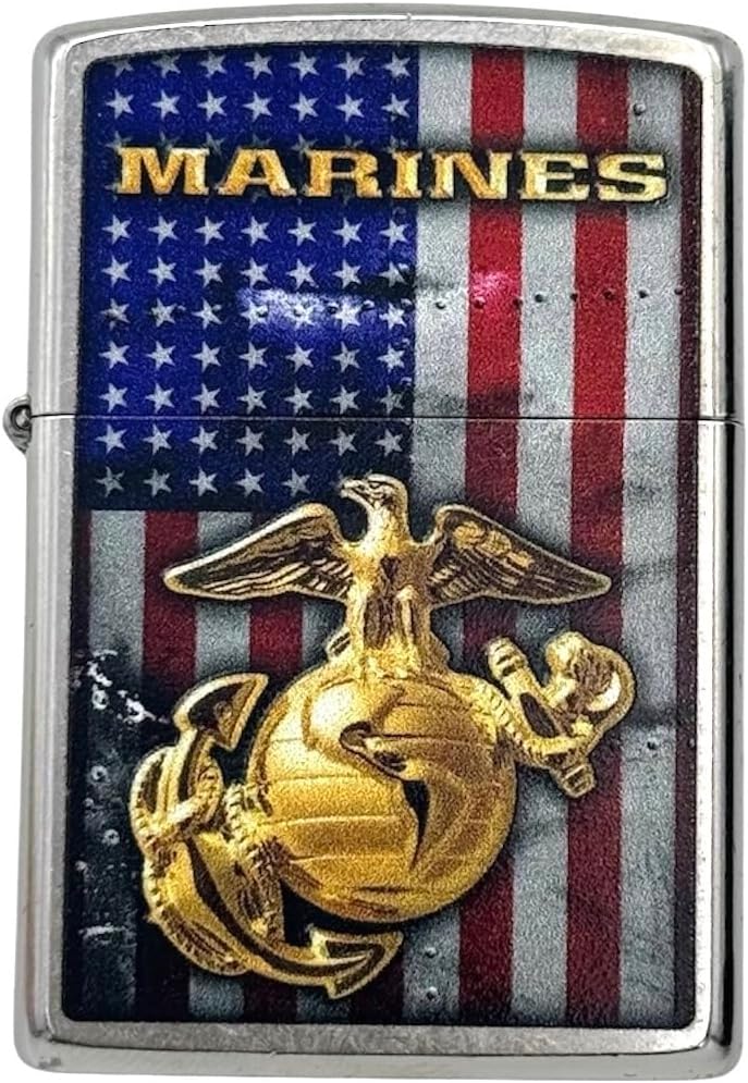 Custom Personalized Zippo USMC Marine Classic Windproof lighters - Free Engraving - Christmas, Halloween & Valentines Day Gift (Black Matte)