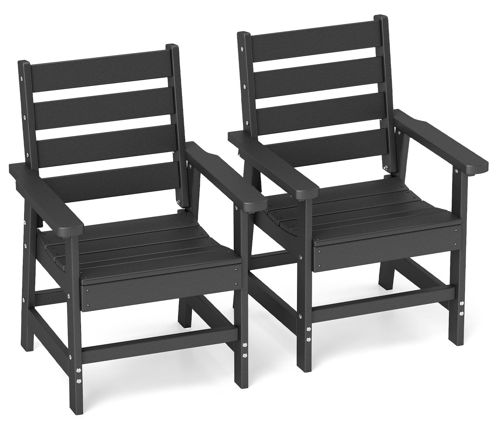 GREENVINES HDPE Outdoor Dining Chairs Set of 2, Curved Seat Chair, Black
