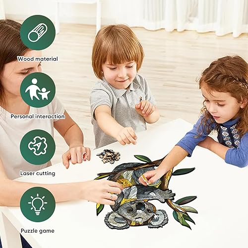 Miniatura 10 de Rompecabezas de madera únicos, bonito búho, 200 piezas de tamaño mediano de 11.2 x 10.5 pulgadas, lujoso rompecabezas de madera con forma de animal,