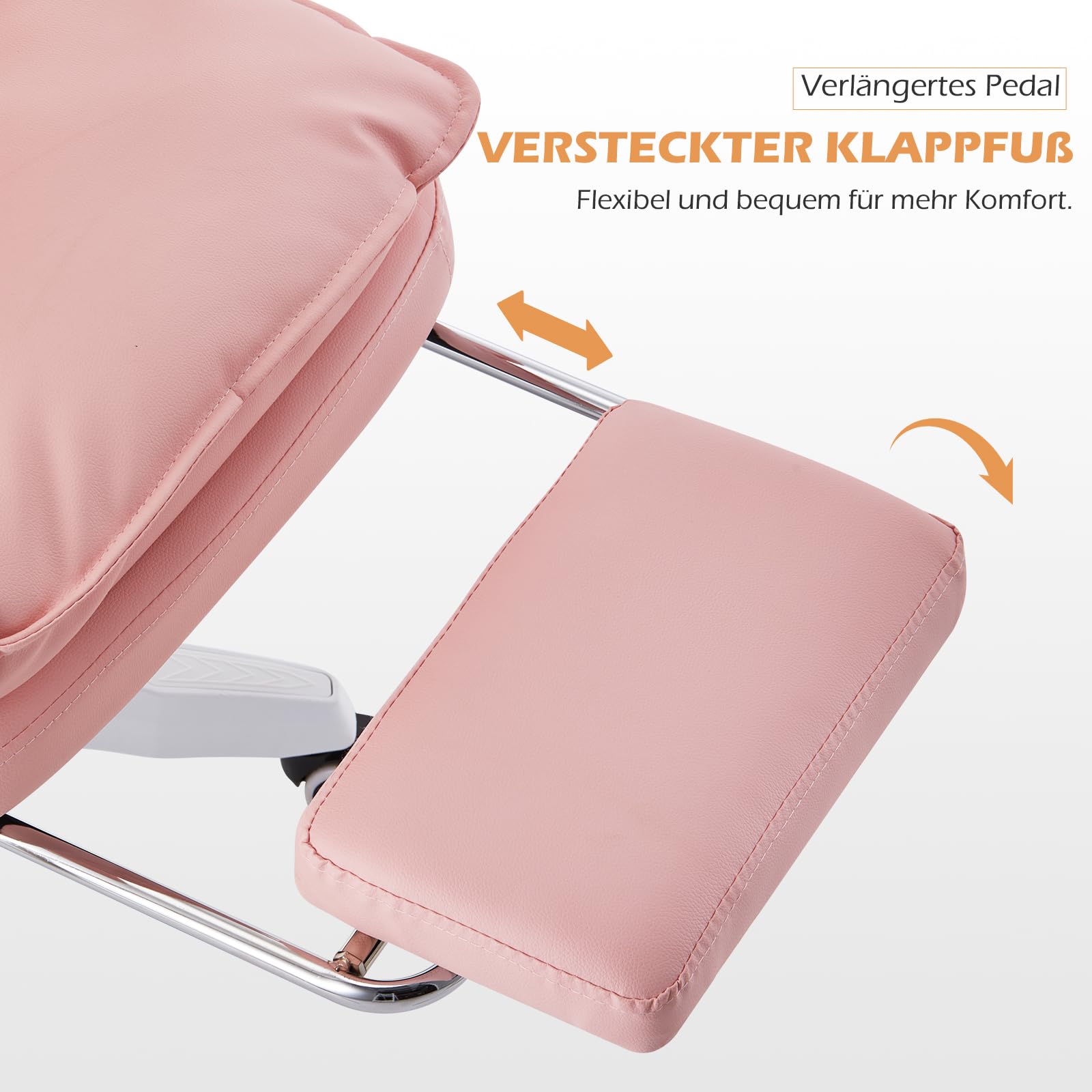TUKAILAI Bürostuhl Ergonomisch aus Kunstleder, Schreibtischstuhl Drehstuhl Chefsessel Computerstuhl mit Verstellbarer Hoher,Rückenlehne,Gepolsterte Armlehne, Fußstütze,Höhenverstellbarer, Rosa