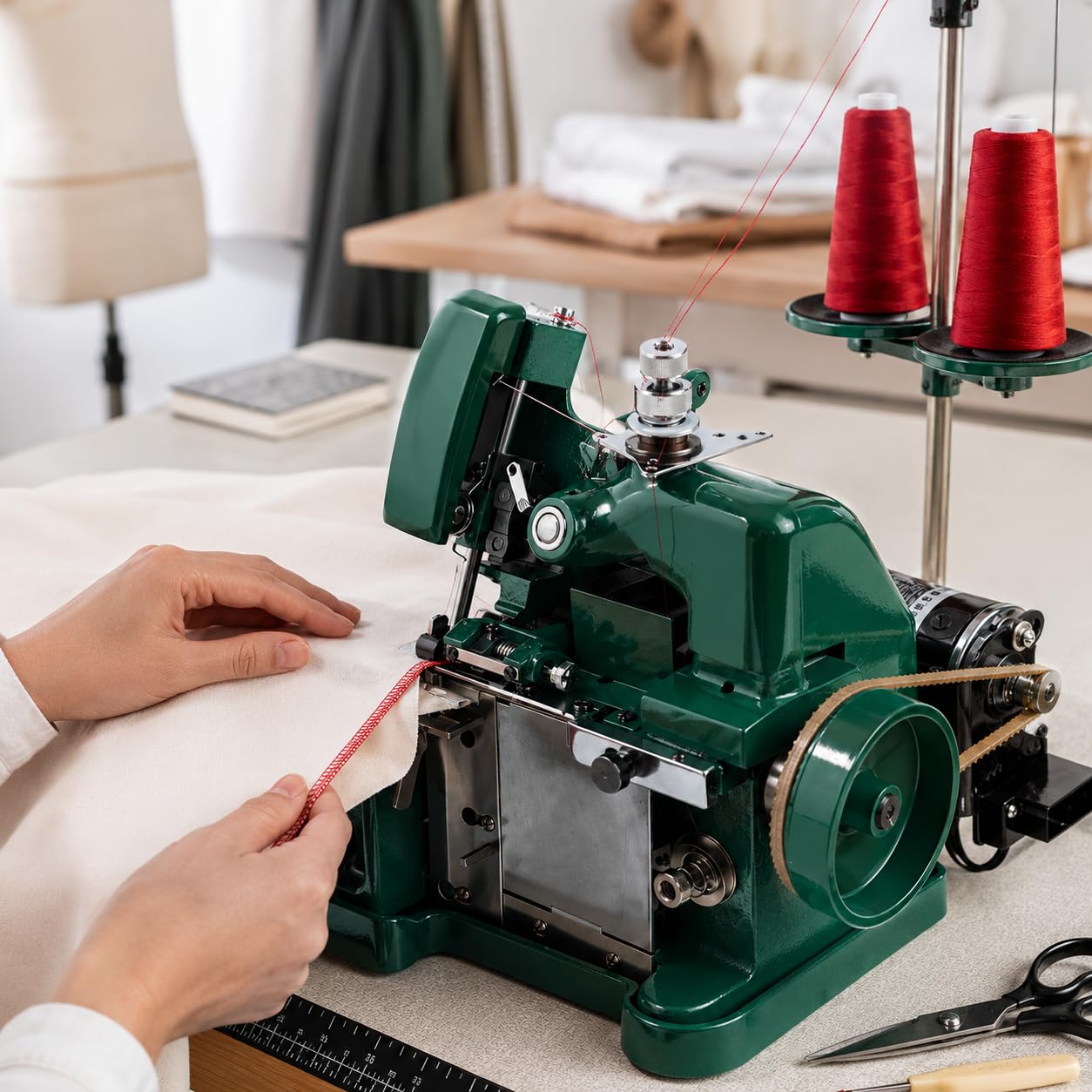 Wytrzymała maszyna do szycia owerloków, przenośna serger do skóry i denimu, metalowa rama, wszechstronna do ściegu i projektów szycia, idealna dla profesjonalistów i hobbystów