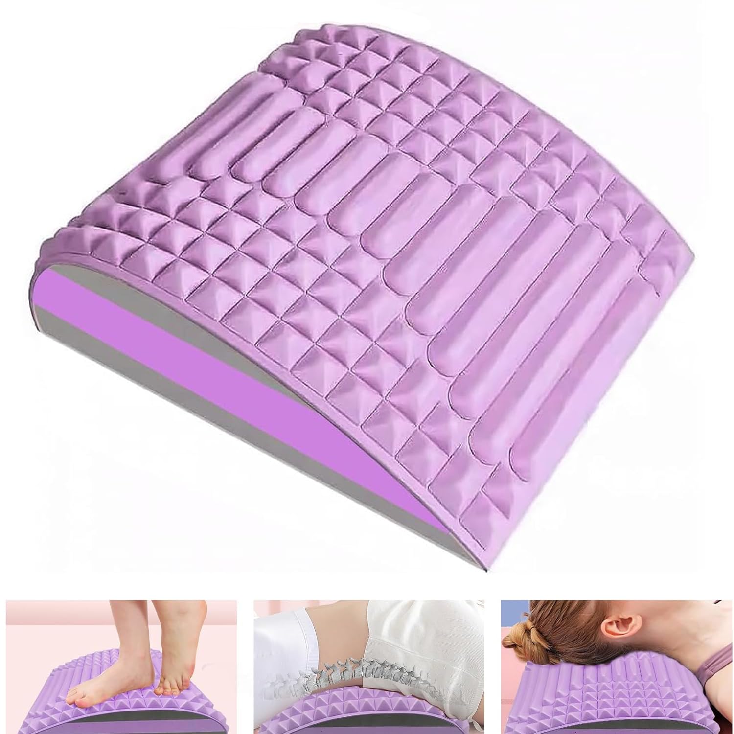 STAYOUNGSTAYOUNG Back Stretcher - Neck Stretcher, Back Massager for Lower Back Pain Relief，Back Stretcher Pillow, Lumbar Support Waist Posture Corrector for Home Yoga Fitness Equipment (Purple)