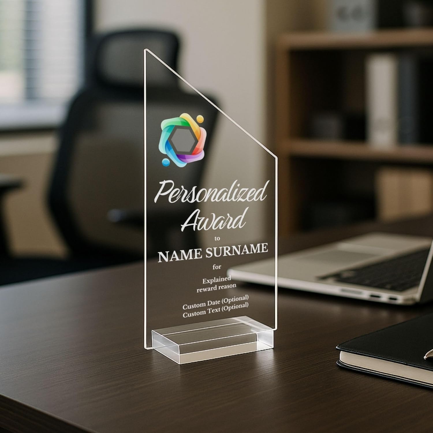 Acrylic Award Sign - Acrylic Employee Recognition Award Personalized Trophy for Workplace Milestones and Appreciation (Award - with Logo) - Image 5