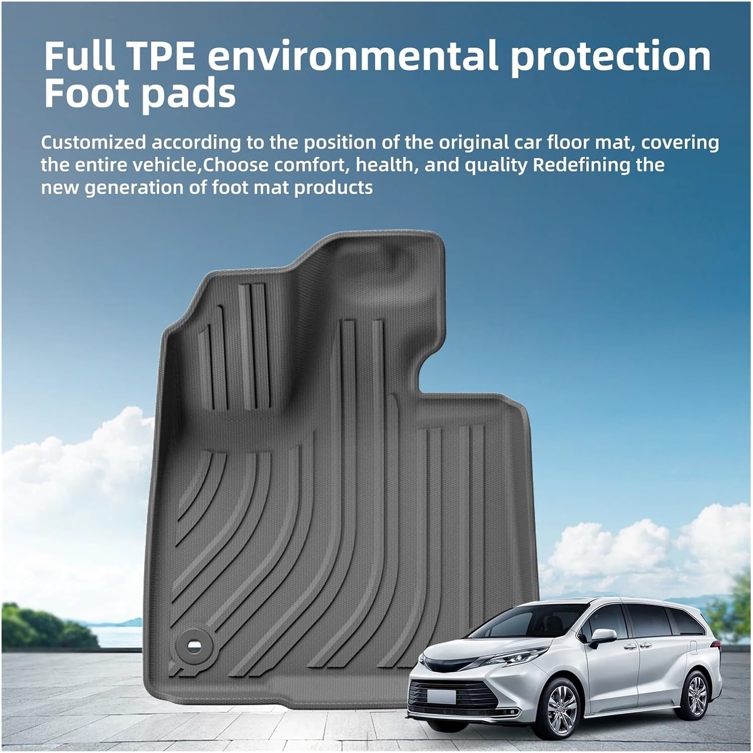 2021-2023 2024 Compatible with Toyota Sienna (Only Compatible with 7 Seat) Car Floor Mats Cargo Liner Trunk Pad TPE 3D Foot Mat Black Left Rudder(24Sienna LHD 5P)