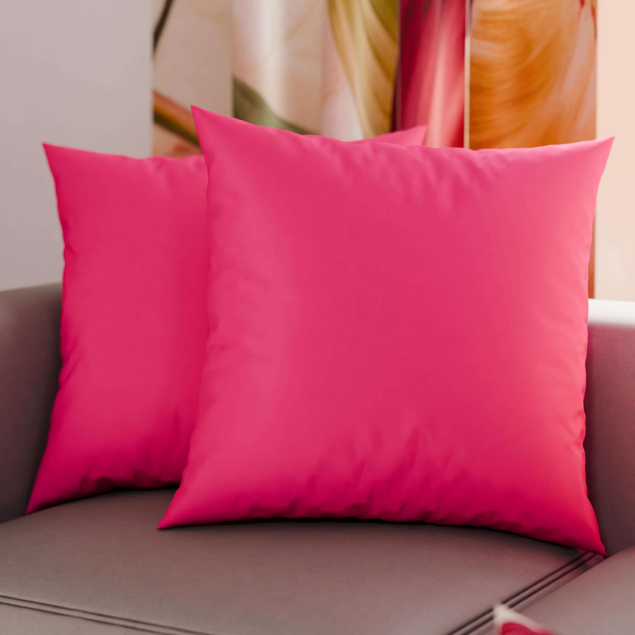 PETTI Artigiani Italiani - Pair of Pillowcases 60x60 cm in Microfiber, Bedroom Cushions, Sofa, Set of 2 Cushion Covers, Solid Color Fuchsia Pillowcase, 100% Made in Italy