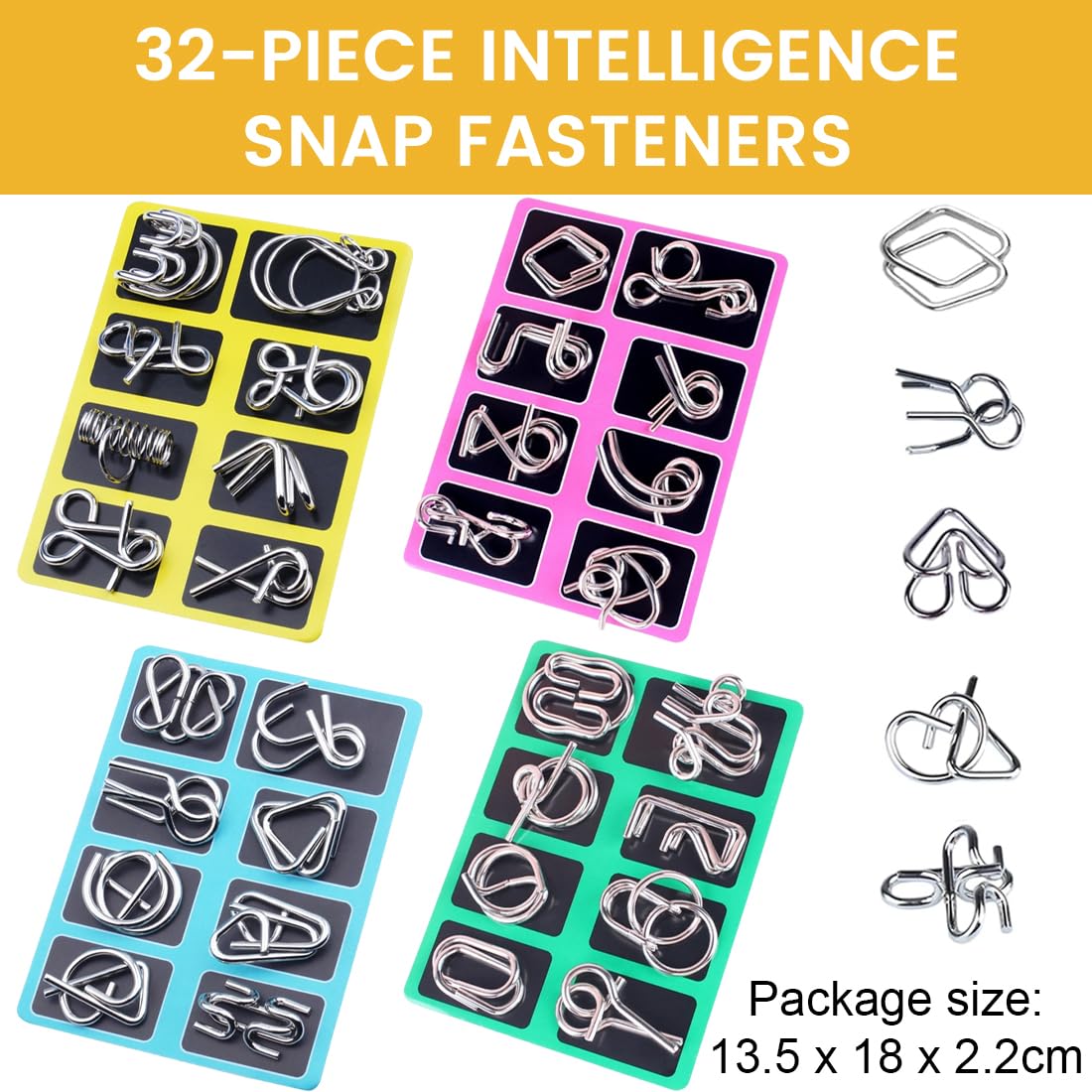 32 Pezzi Puzzle da Anelli In Metallo, Rompicapo Adulti Bambini, IQ Puzzle ad Anello, Giochi di Abilità per Adulti, Pensiero Rapido Giochi per Tutte le Età, Regali di Compleanno