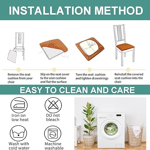 Miniatura 7 de Juego de 6 fundas elásticas de felpa para asiento de silla, para comedor, lavables, extraíbles, para comedor, cocina, color gris claro, 6 piezas