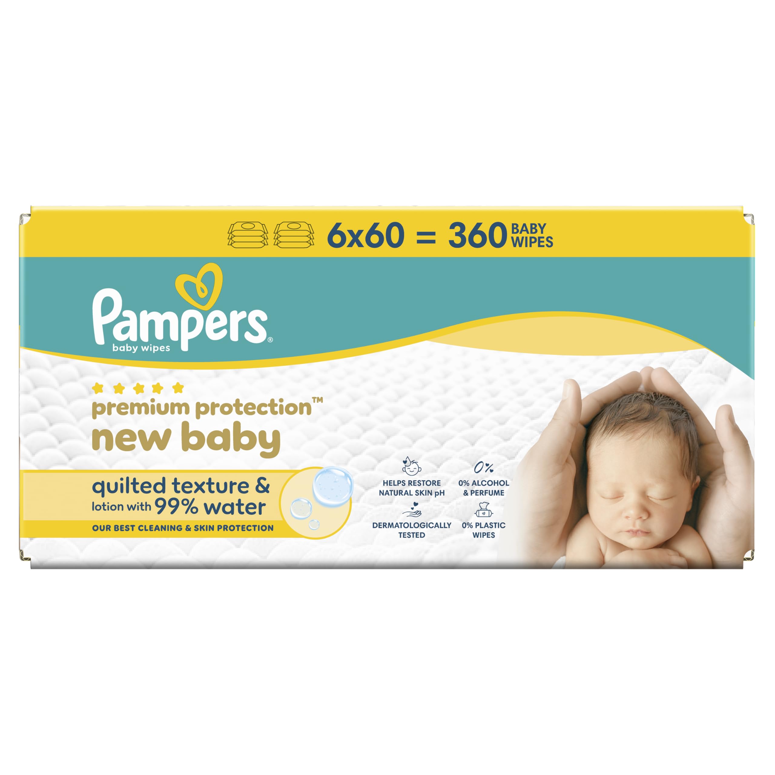 Pampers New Baby Wipes 6x60pk