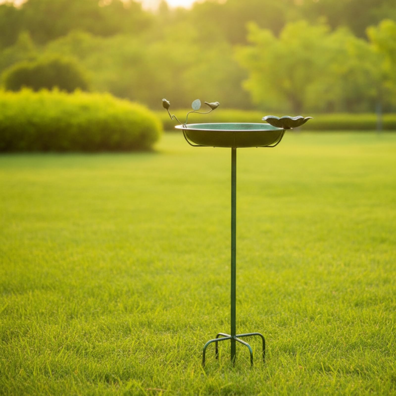 Colcolo Birdbath Feeder Vogelbad Vogeltränke Vogelhaus Vogelstation aus Eisen mit Hoher Einschubstange Und Blattförmigem Futtercup für Lockende Anziehung für Hof Blumenrabatte Balkon