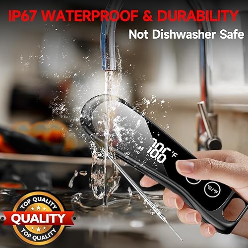 Miniatura 3 de Termómetro digital para carne, termómetro impermeable IP67 para cocinar con pantalla LED giratoria automática de 180, termómetros de lectura