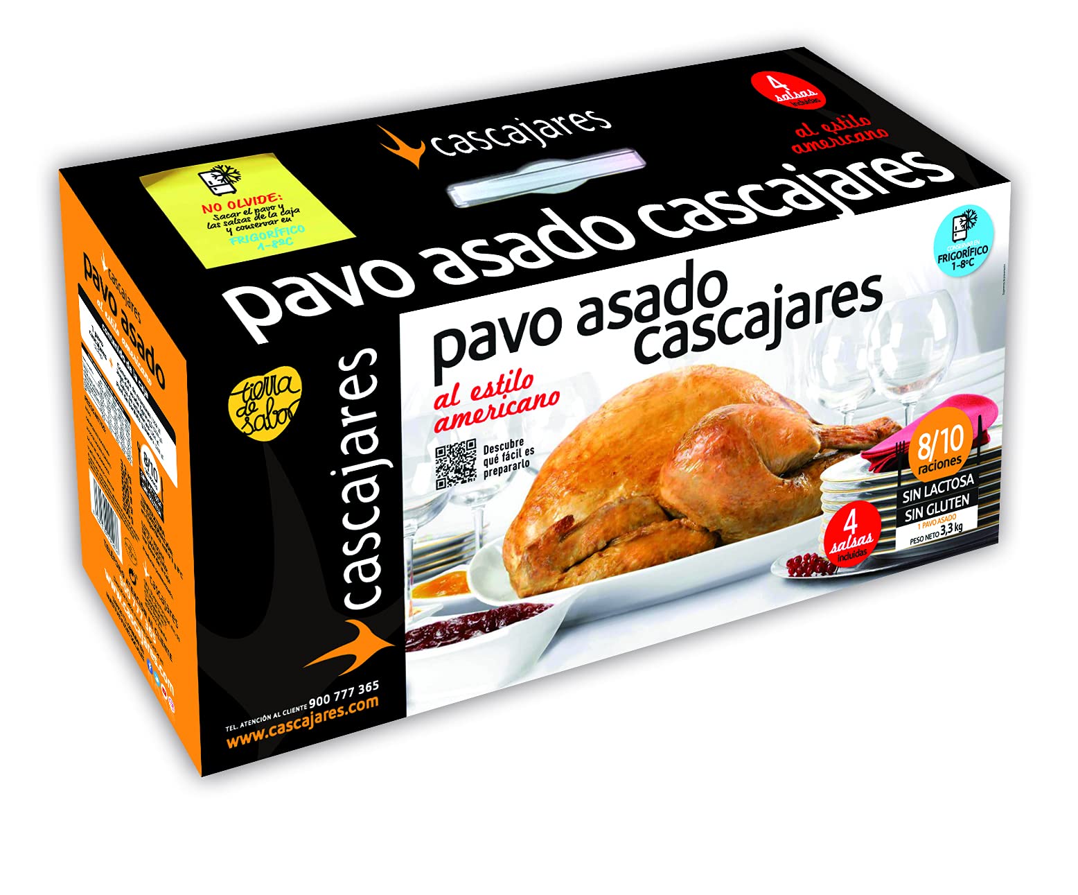 CASCAJARES - Pavo Asado al Estilo Americano, Típico Plato de Acción de Gracias o de Navidad, 8-10 Personas, Sin Gluten ni Lactosa