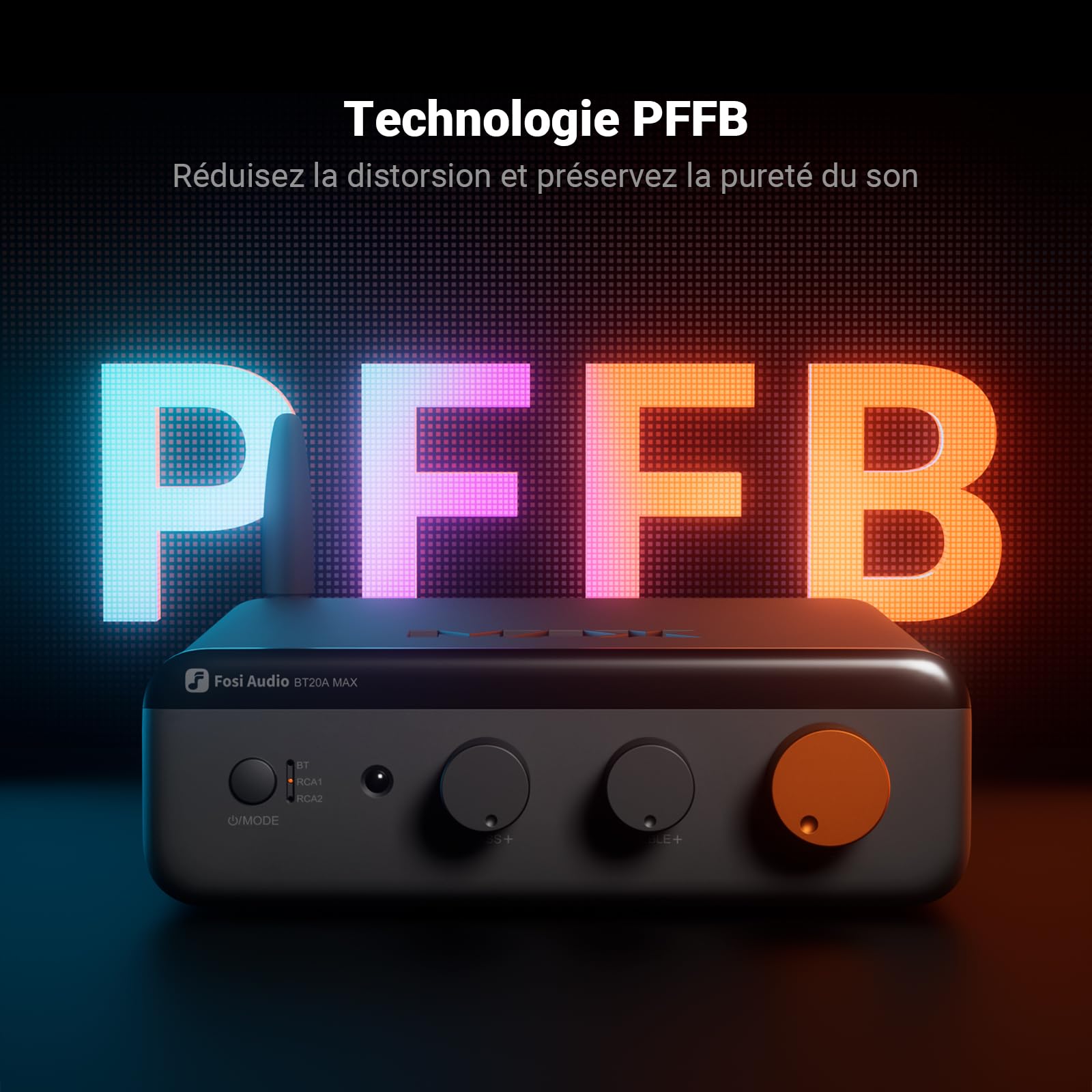 Fosi Audio BT20A Max Amplificateur de Puissance Stéréo, 300W x 2 Ampli Bluetooth, Audio Hi-FI avec Technologie PFFB, Double Alimentation Indépendante, Télécommande, Amplis pour Les Systèmes 2.1