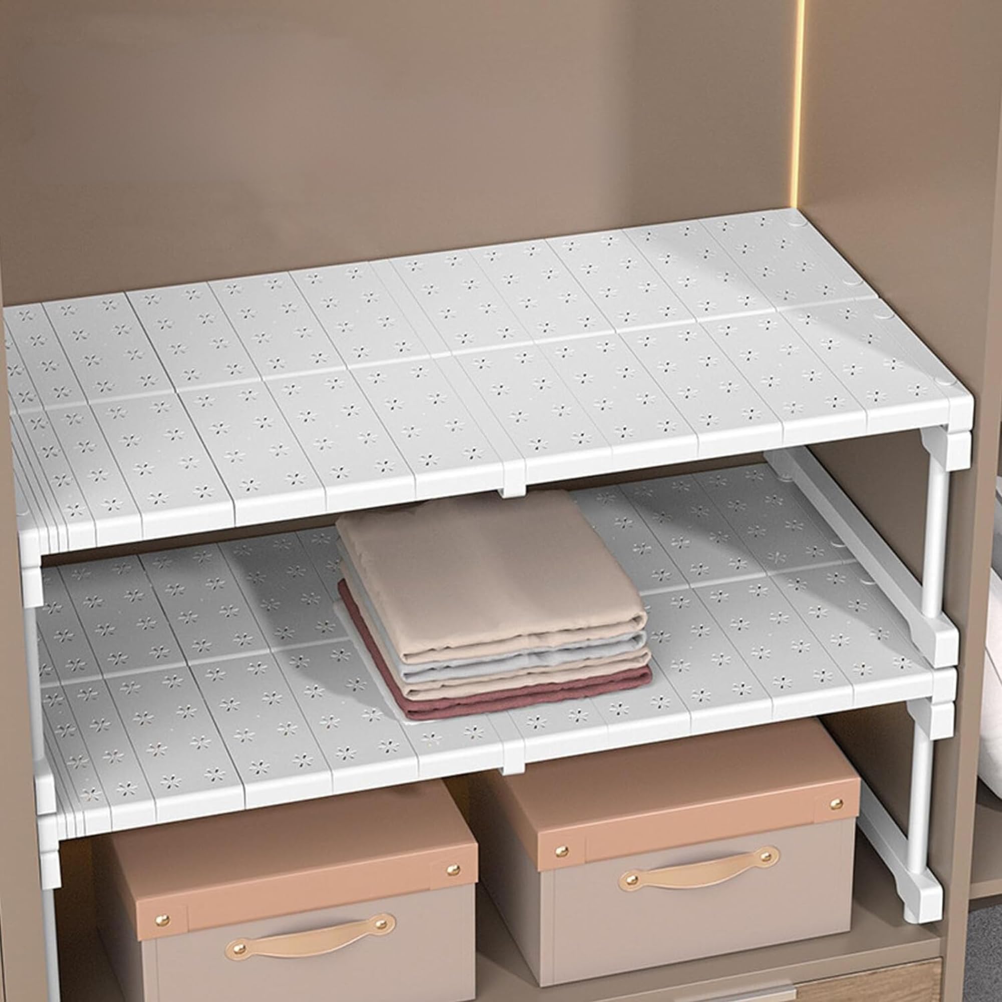 Set 6 Mensole Espandibili Per Armadio Cucina - Regolabili In Filo Metallico Bianco 13-58 Cm