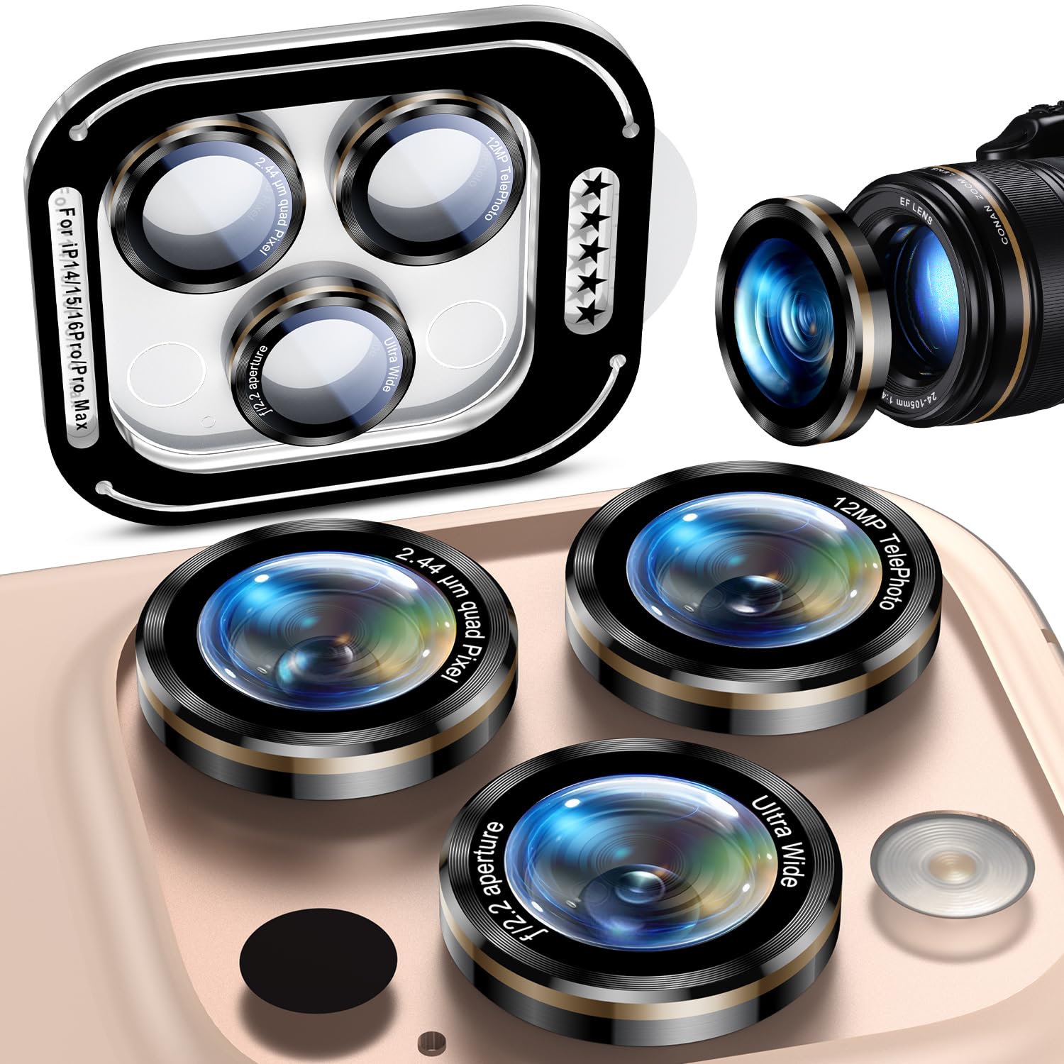 Uyiton for iPhone 17/16/15/14 (Pro Max &amp; Pro) Camera Lens Protector