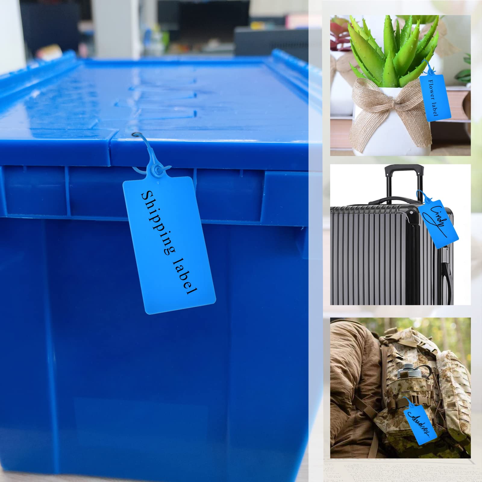 500 etichette di plastica impermeabili per spedizioni, 250 mm, scrivibili, vuote, grandi etichette con pennarello e pennarello, etichette di sicurezza per spedizioni logistiche, uso logistico, sigilli