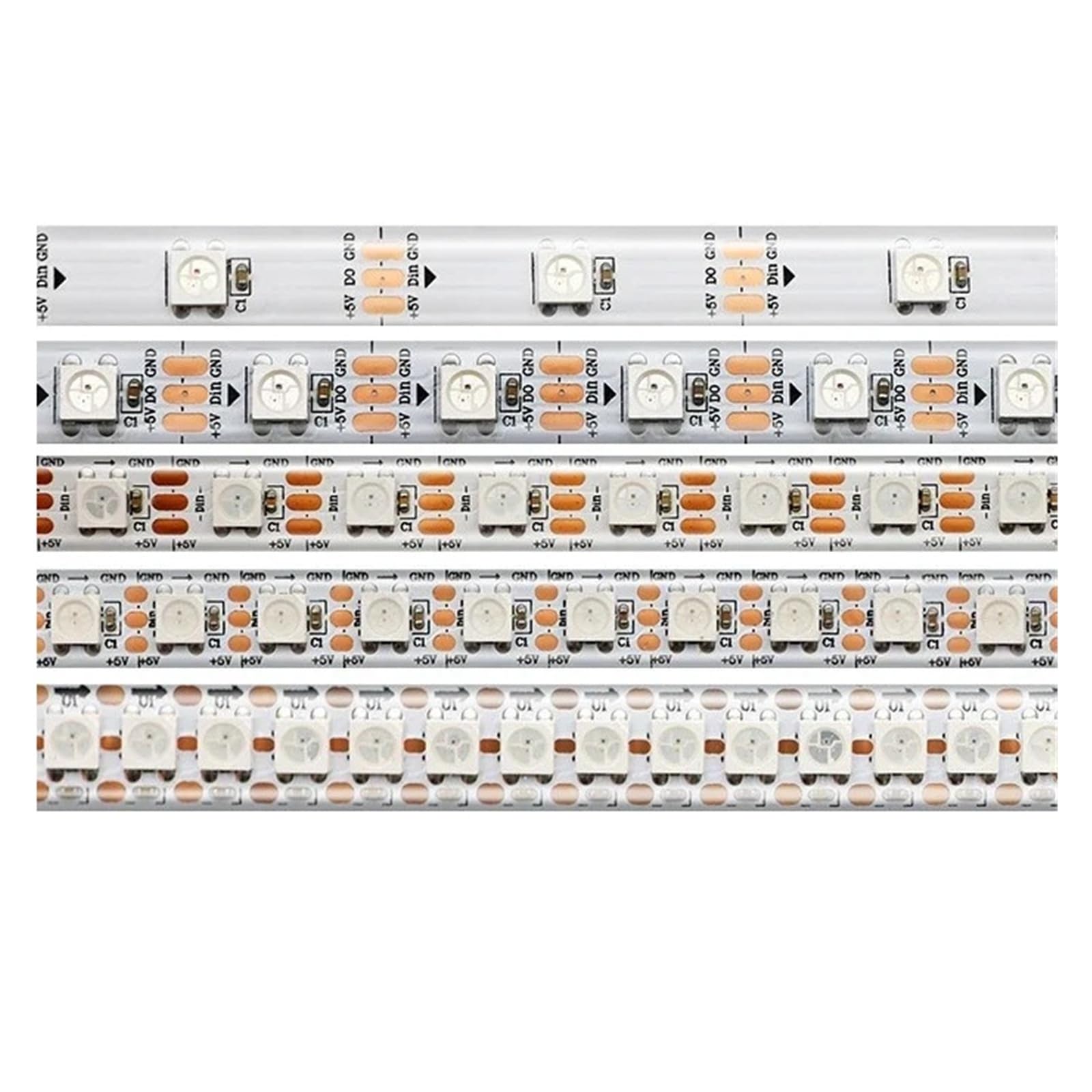 Taśma LED RGB o dużej gęstości z indywidualnie sterowanymi pikselami(5M 480 Leds,White IP65)