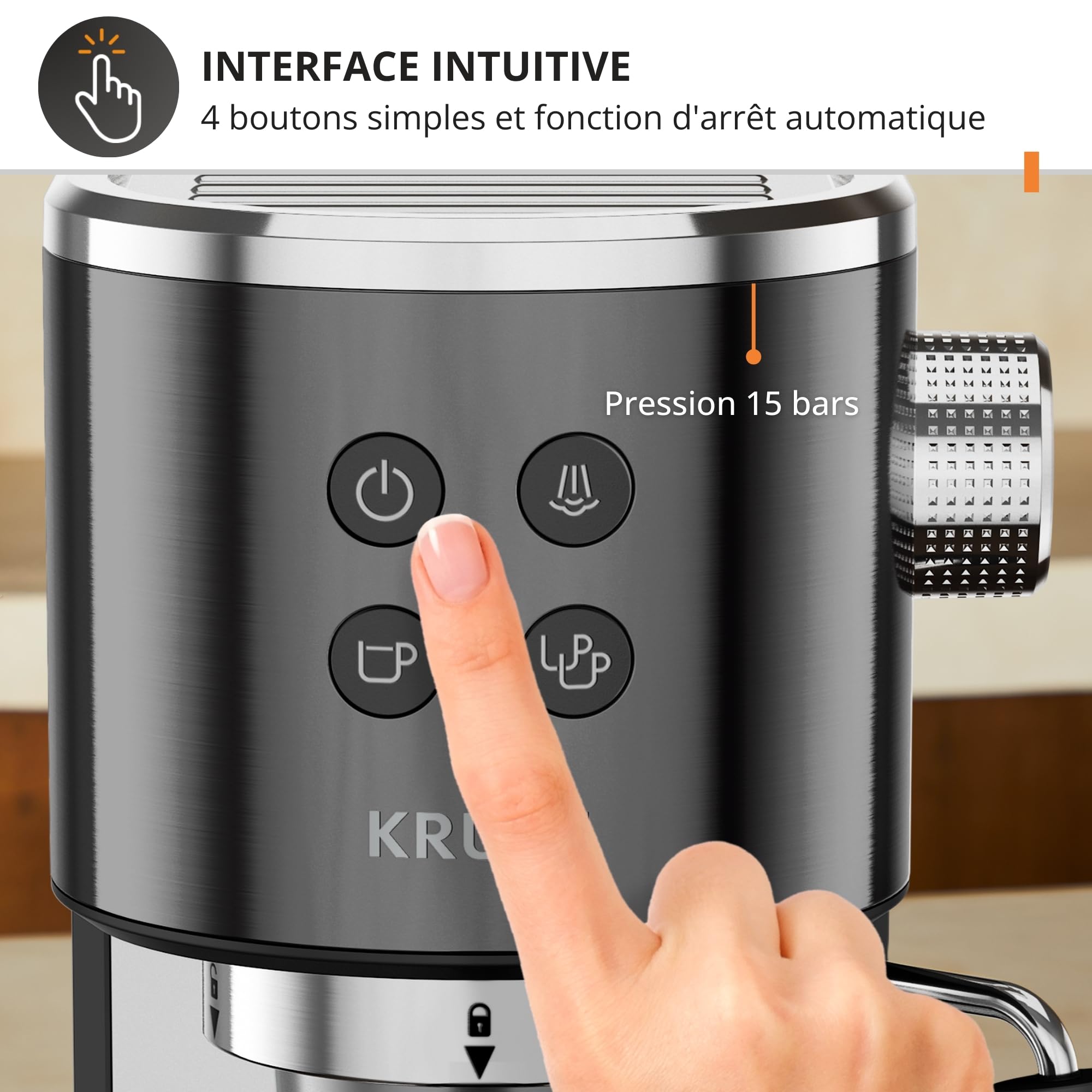 Krups Virtuoso+, Espresso Machine, Pump Coffee Machine, Espresso