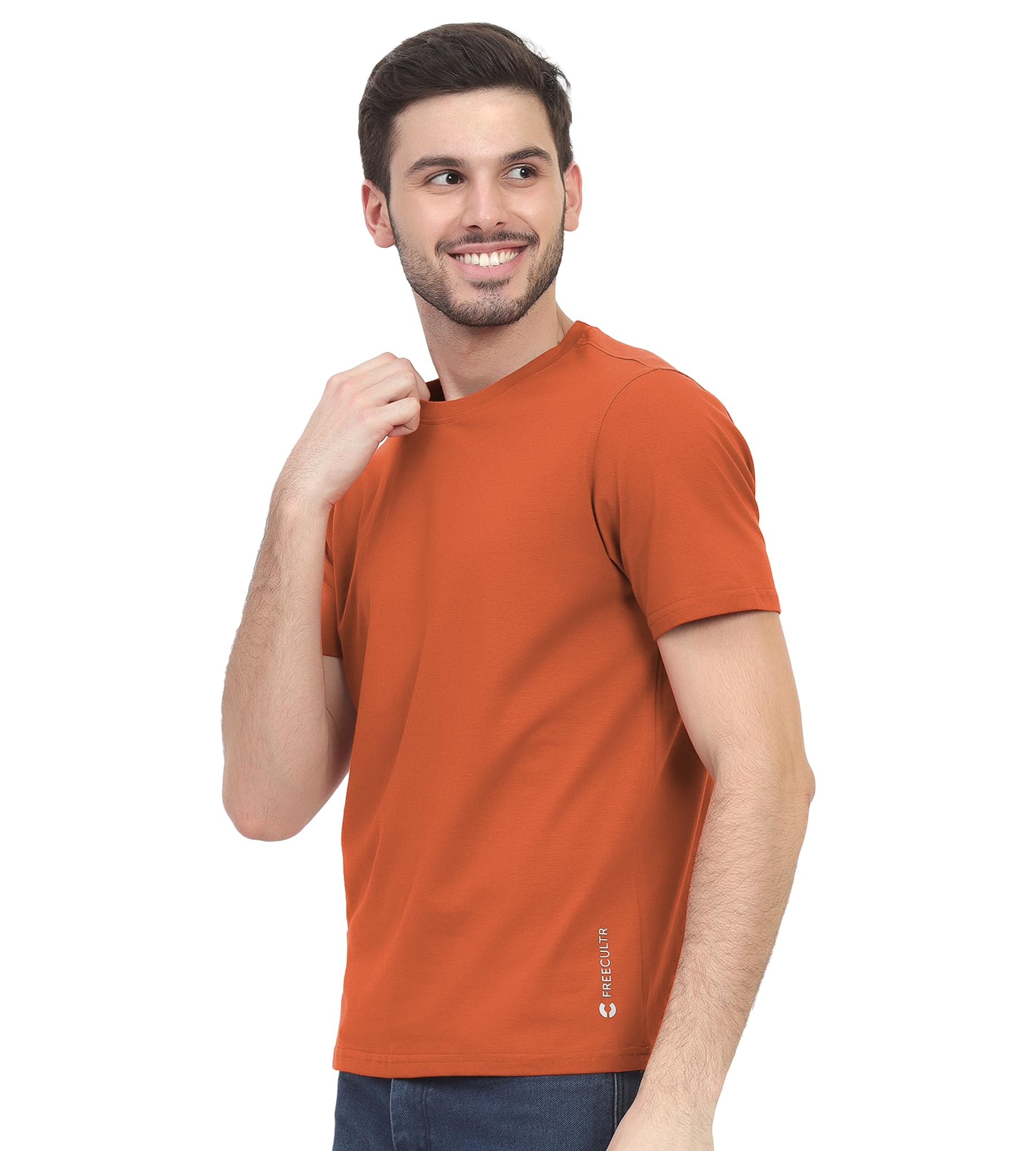 freecultr Truly Classic Organic Men's Cotton T-Shirt | Solid Round Neck Half Sleeve | Plain Stylish t Shirts | Regular Fit | Casual Comfortable T Shirt for Man-picture-46