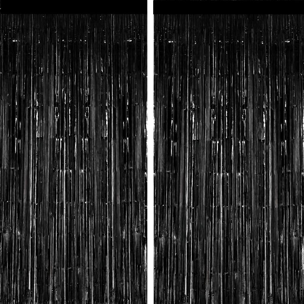 Black Foil Curtains for Birthday Decoration Backdrop - 2 pcs (3ft × 6ft Each)| Fringe Tinsel Metallic Foil Curtains for Anniversary, Baby Shower, Photo Booth, Party Backdrop & Wall Decorations-image-47