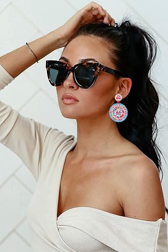 Miniatura 2 de Aretes colgantes con cuentas de colores hechos a mano, diseño de flores, bohemios y tropicales para mujer