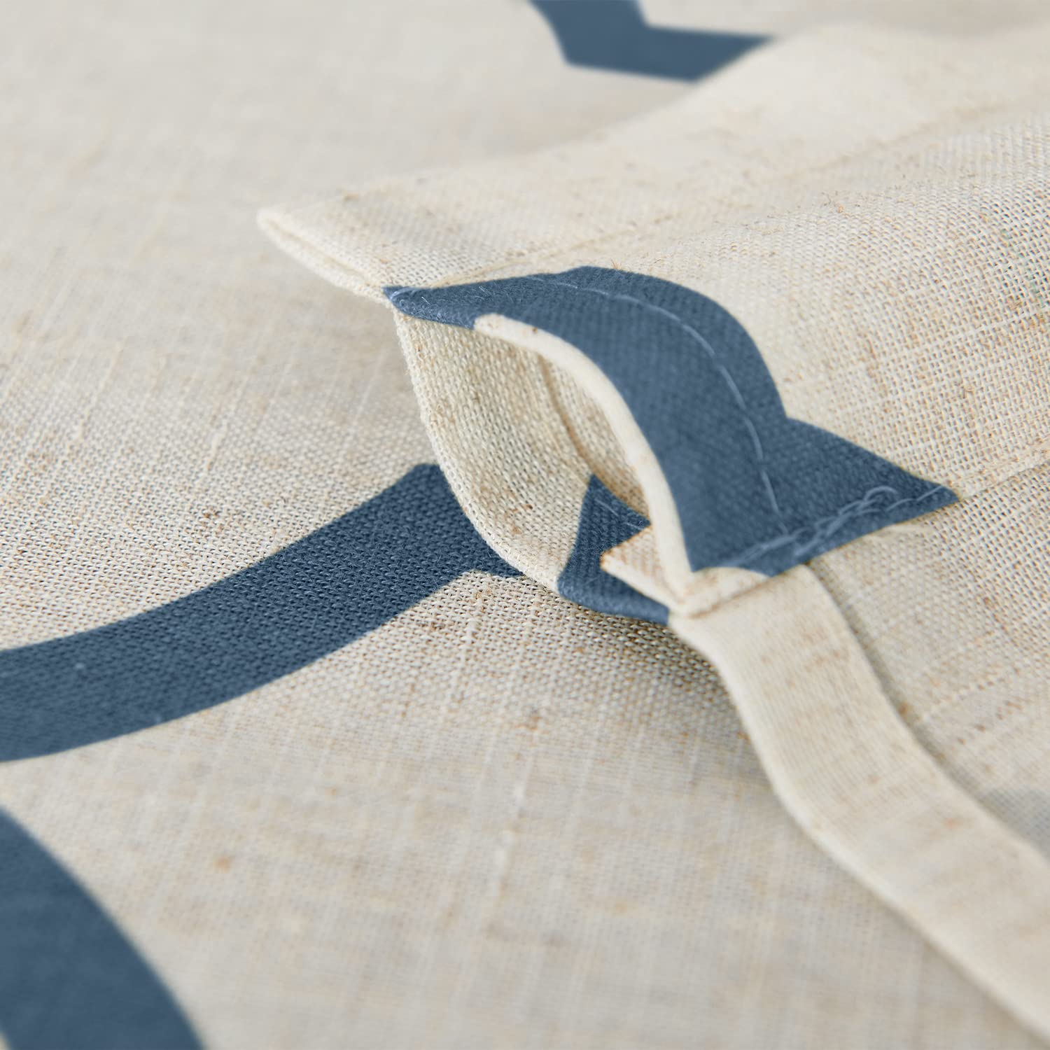 TOPICK - Tende con motivo geometrico, effetto lino, tende da cucina, oscuranti, stile marocchino, 65 cm x 60 cm (larghezza x altezza), blu su beige