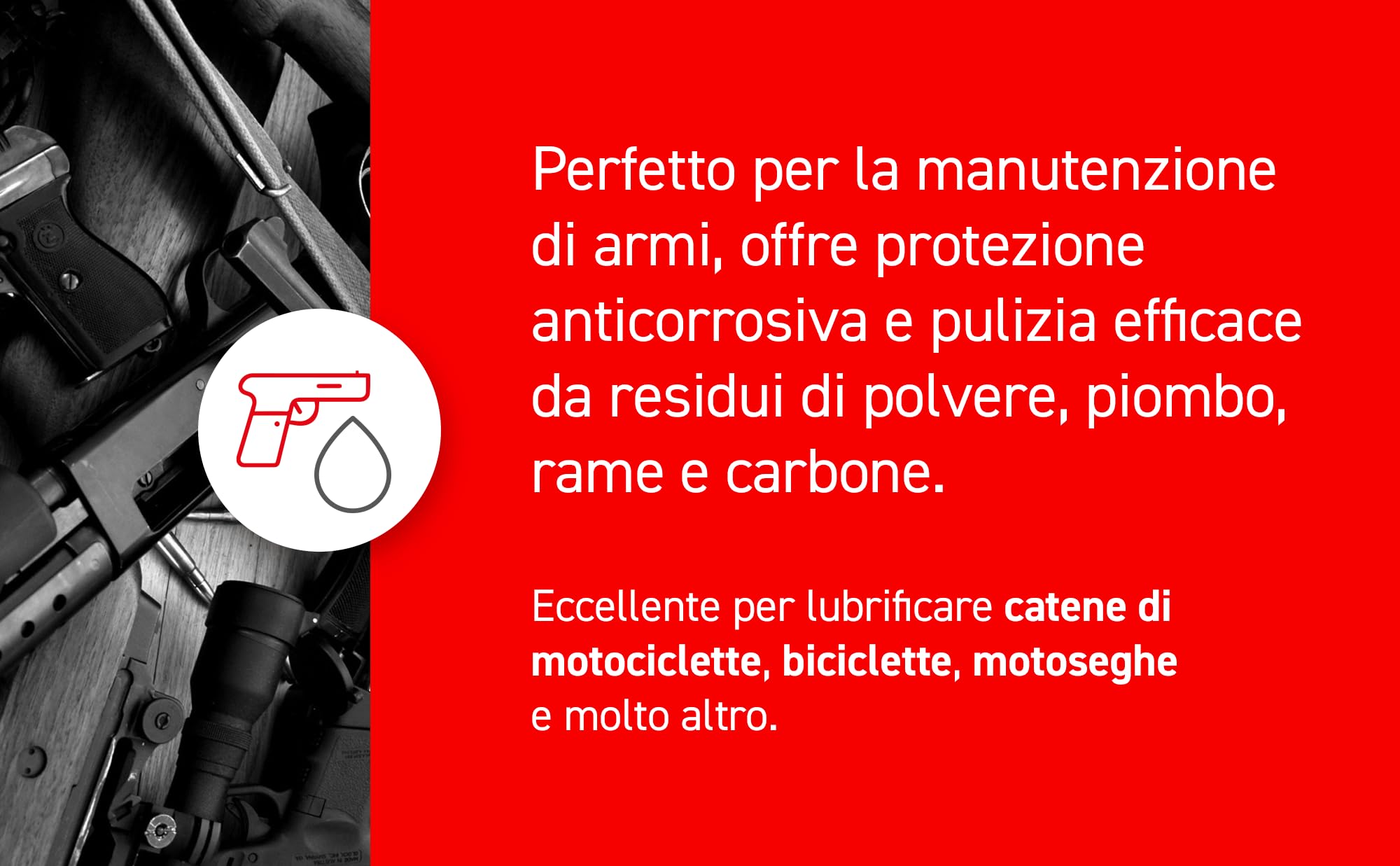 Olio per Armi, Lubrificante Protettivo Spray per Fucili e Pistole, previene la ruggine, elimina i residui carboniosi, Ideale Anche per Catene di Moto, Bici e Altro, 200ml