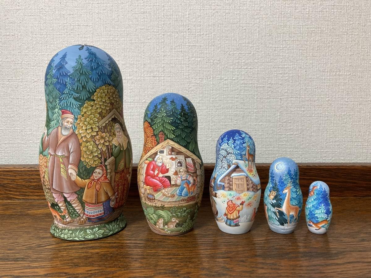 【専用】ロシア雑貨☆エッグ型フラワーマトリョーシカ(5P)カービングコブロフ工房 専用】ロシア雑貨☆エッグ型フラワーマトリョーシカ(5P)カービングコブ