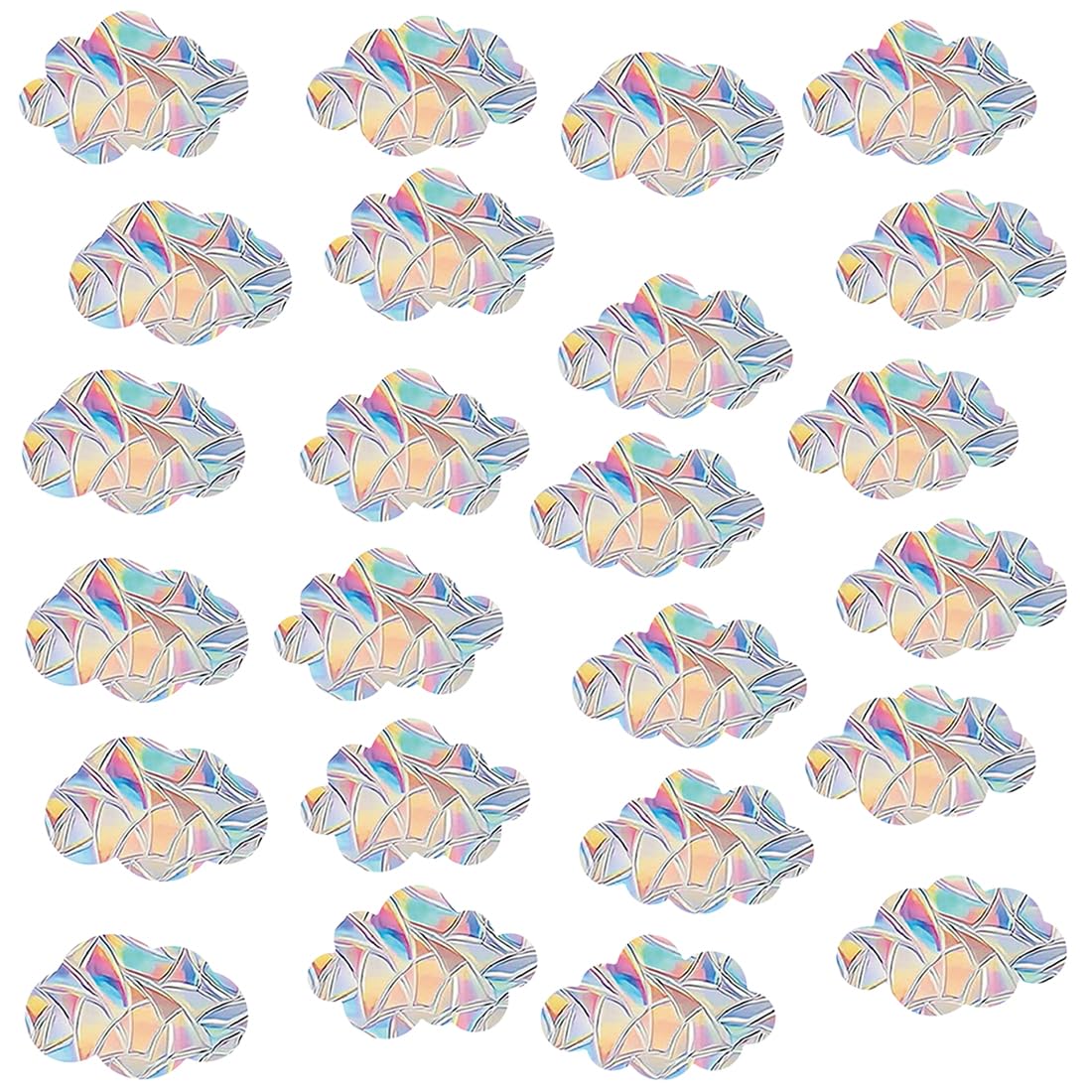 Voyyphixa 24 Pieces Clouds Shape Window Decals for Bird Strikes Window Suncatcher Sticker Non Adhesive Prismatic Window Clings Rainbow Stickers Decorate Your Glass Doors (Cloud)