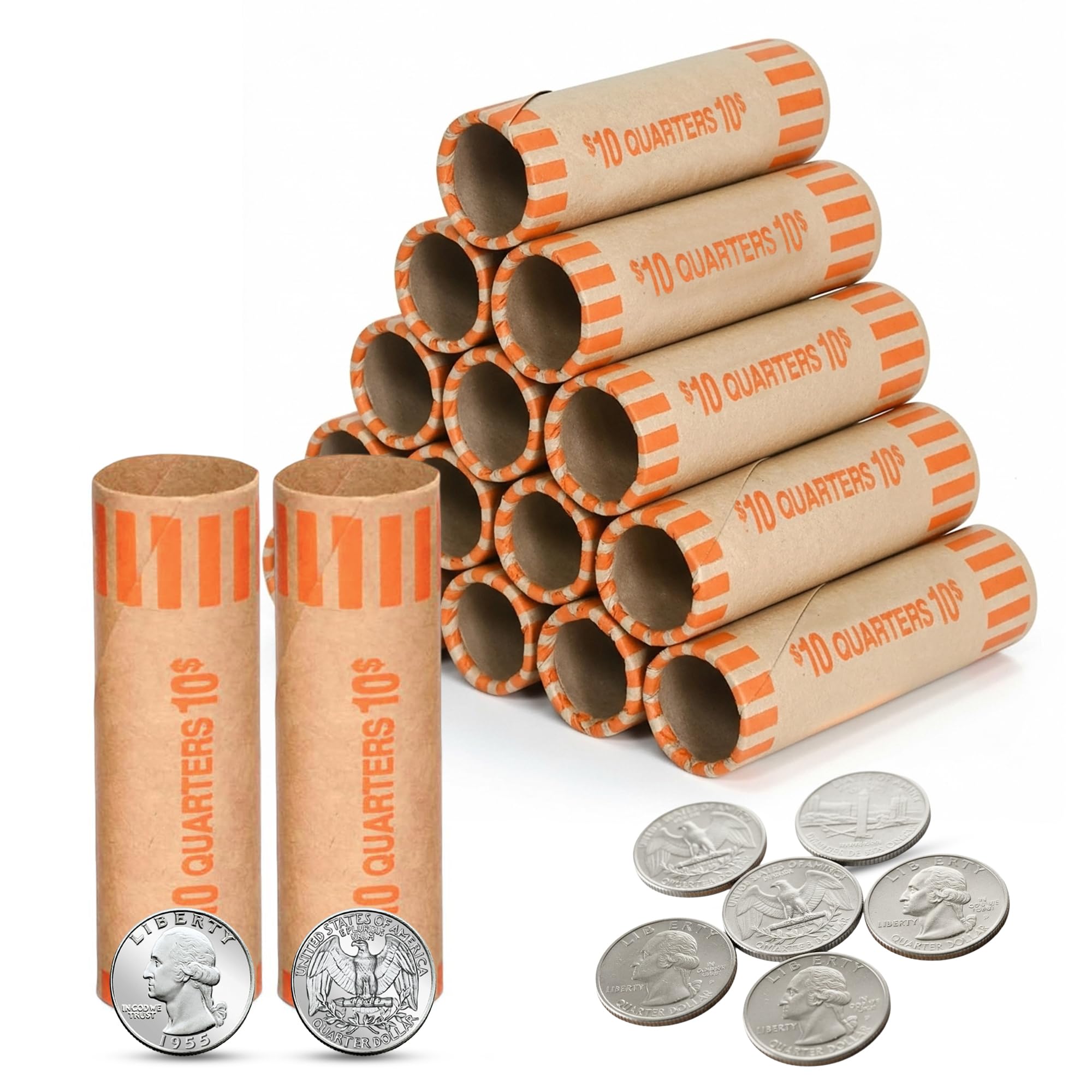 PM Company 72 Pcs Preformed Quarters Coin Wrappers Rolls ABA Color-Coded