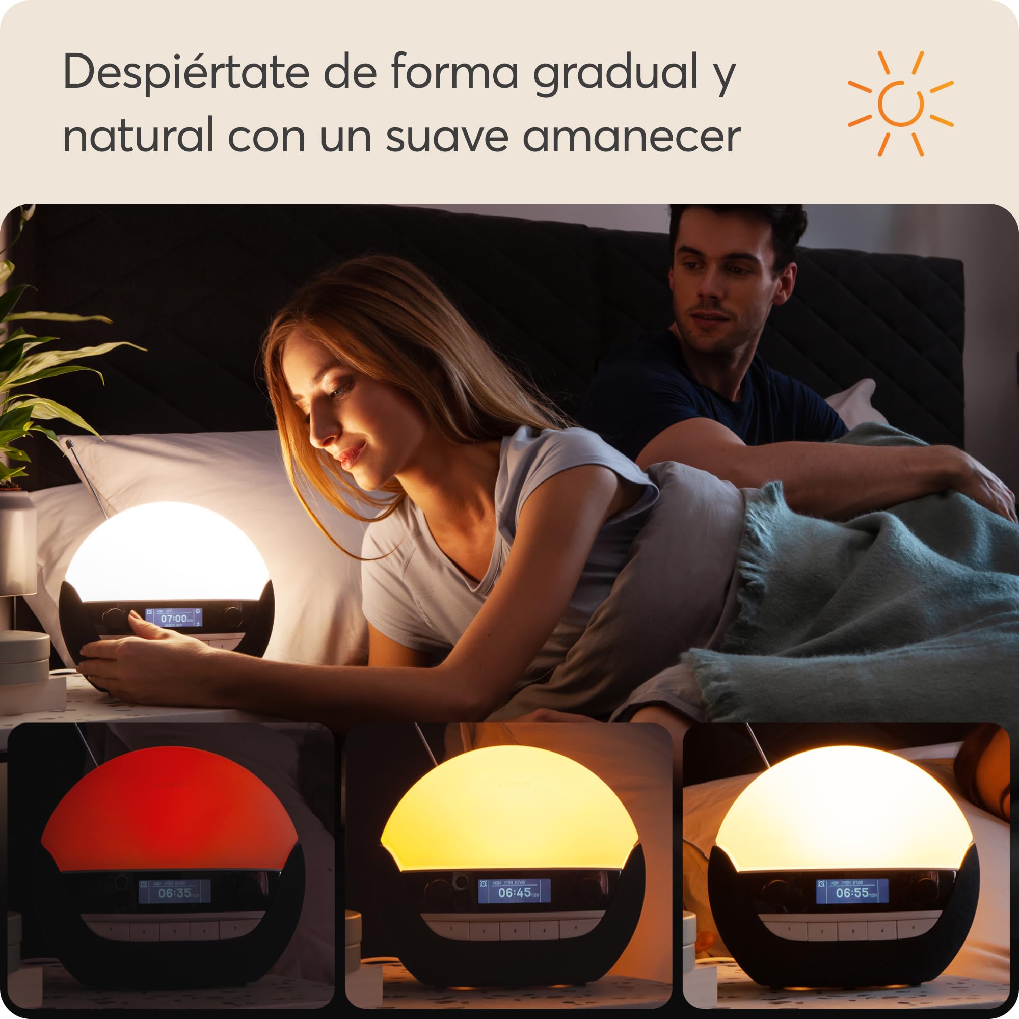 Lumie Bodyclock Luxe 750DAB - Despertador con radio DAB, altavoz Bluetooth y poca luz azul para dormir