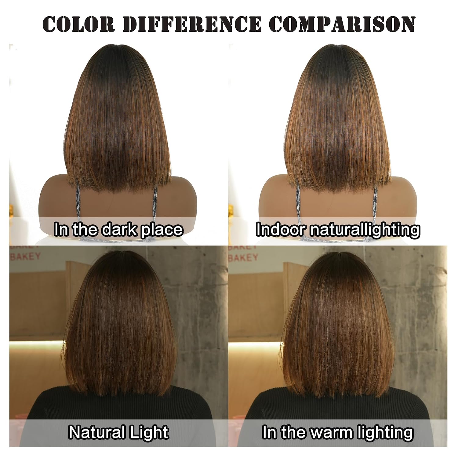 7JHH WIGS 14IN Brown Blonde Ombre Headband Wig with Black Roots Shoudle Length Straight Headband for Women,Long Straight Synthetic Glueless Wear and Go Wig Half Wig Natural Looking Hair for Daily Use