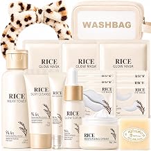 Korean Skin Care Set, 17PCS Rice Skin Care for Women &amp; Girls,Korean Beauty | Rice Cleanser, Toner, Serum, Eye Cream and Moisturizer,Lip Mask,Eye Mask,Face Mask,Gifts Birthday Facial Kit for Teen Girls