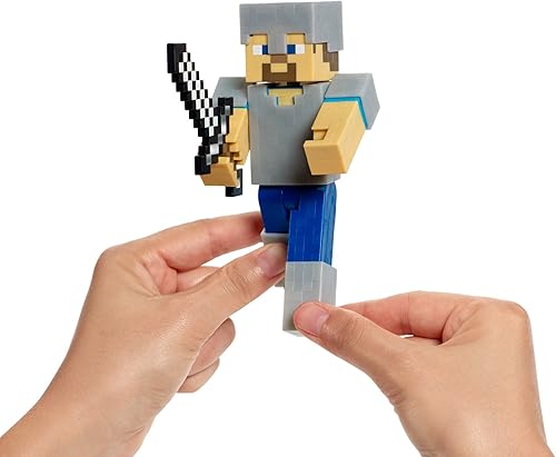 Miniatura 7 de Minecraft, Steve con la Serie Armor Iron, 4 Figuras de Acción.
