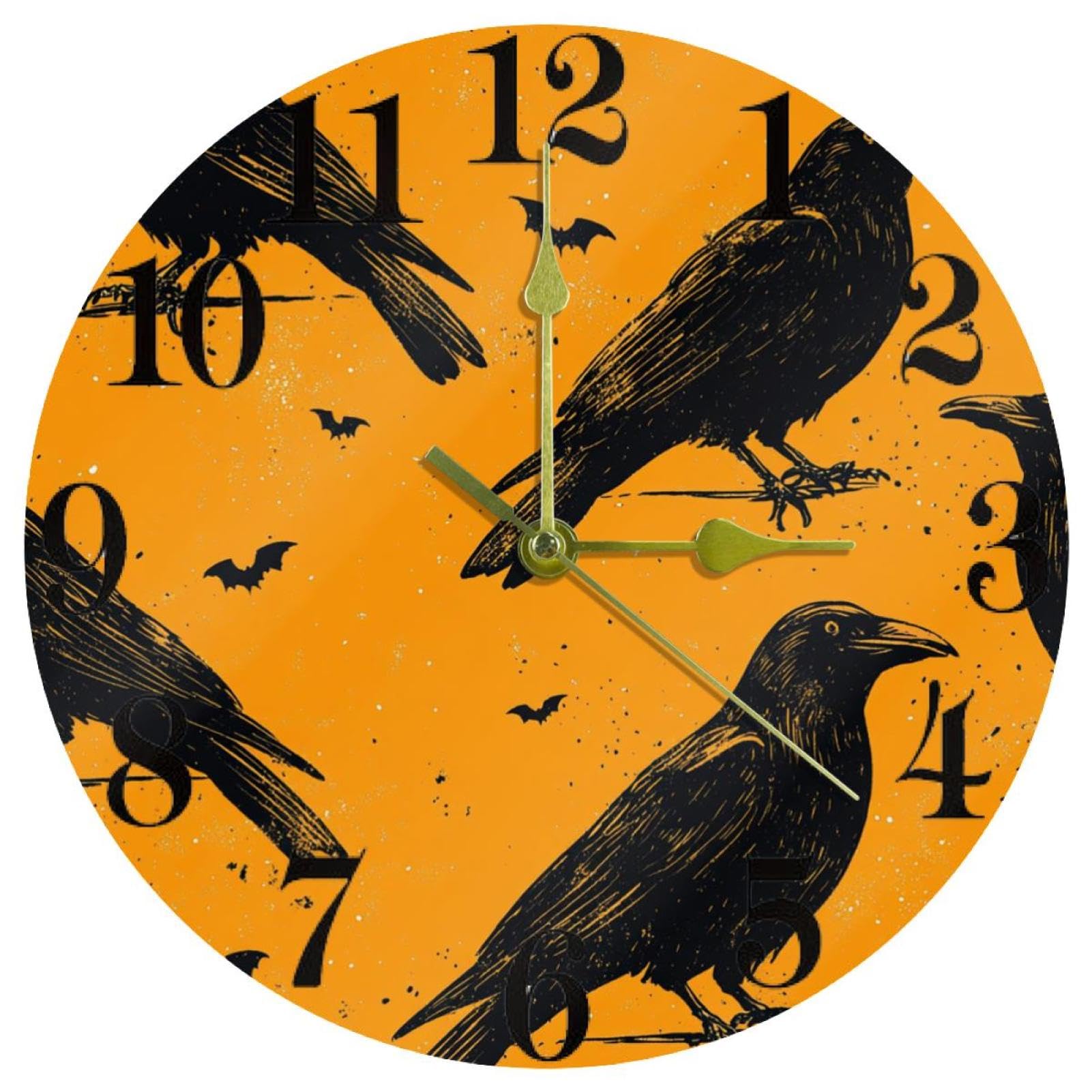 Horloge murale silencieuse à quartz Black Crow sans tic-tac à piles