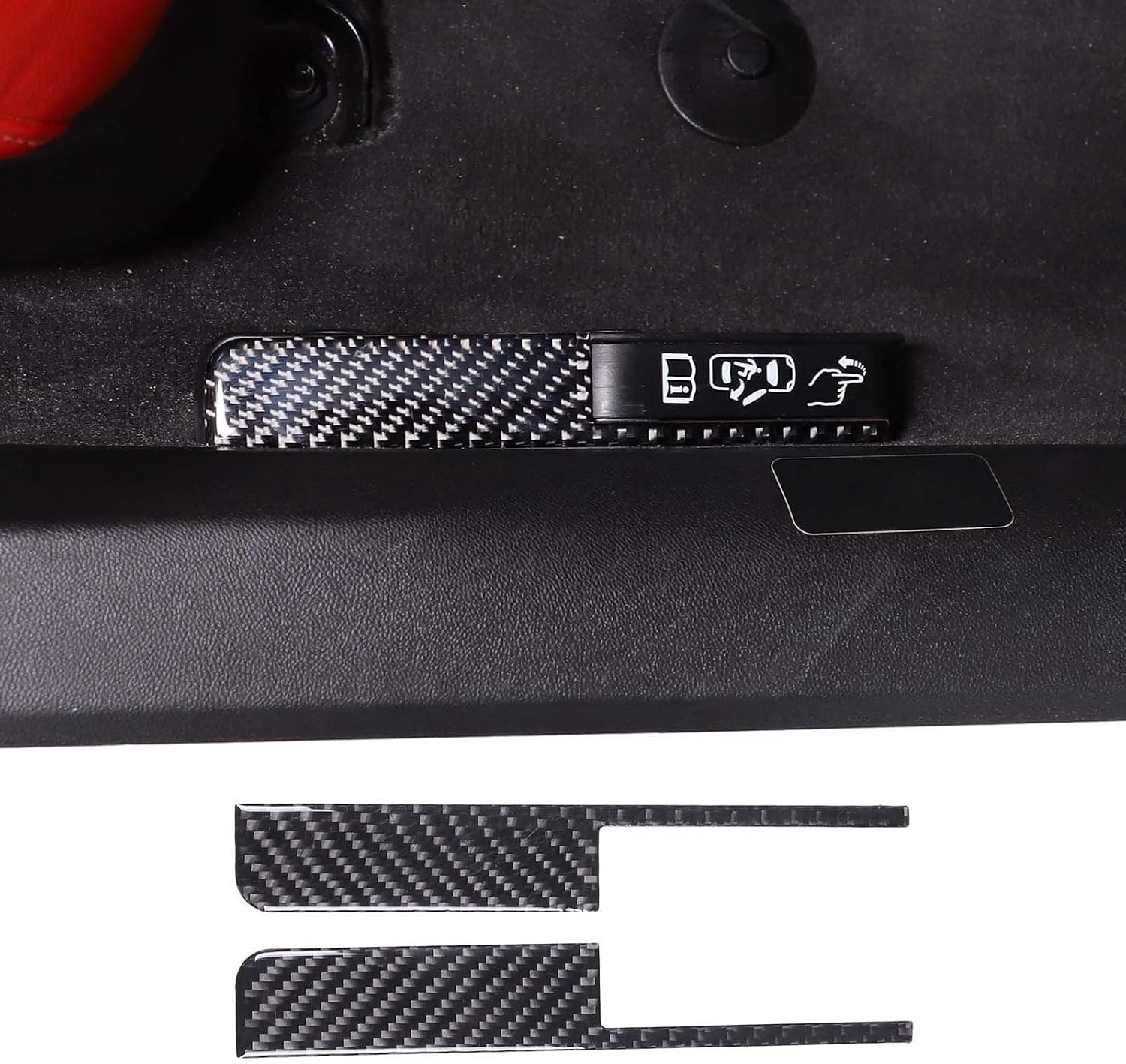 TOYCIDFG Door Emergency Door Lock Switch Button Cover Trim Compatible with Chevrolet Corvette C8 Z06 2020-2025, Carbon Fiber Car Decoration Accessories (Black)