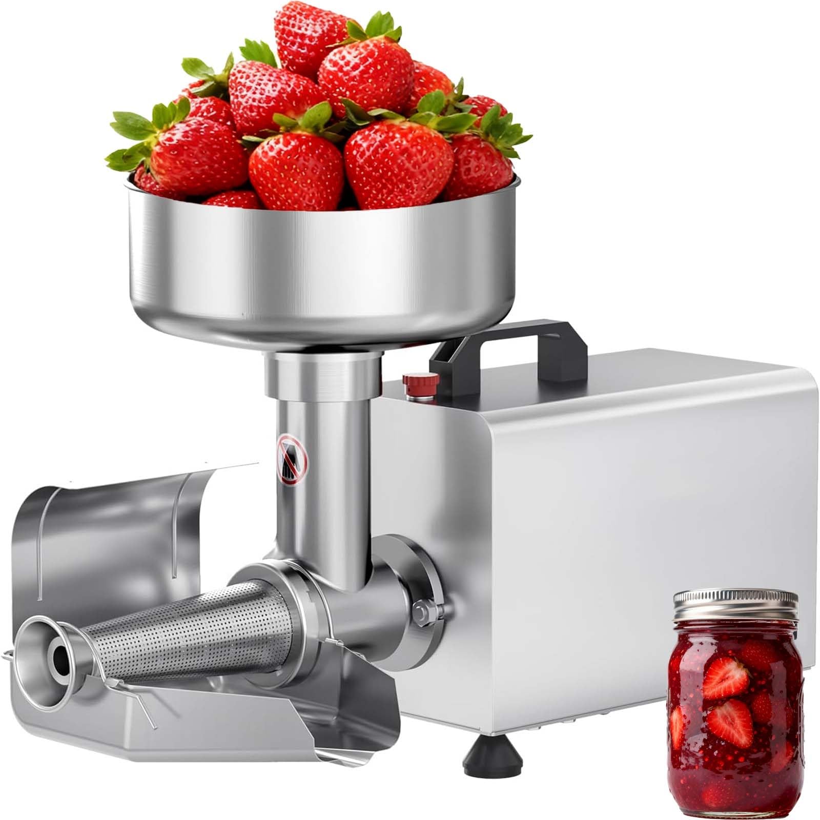Colino elettrico per pomodori con separatore automatico della polpa, 450 W, capacità 150 kg/ora, ingranaggi interamente in metallo, separa semi e bucce per salse, marmellate, alimenti per bambini