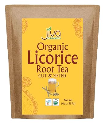 Jiva Organics Organic Licorice Root Tea Cut & Sifted Bulk 14 Ounce Kraft Bag - Non-GMO, Dried & Pure - Glycyrrhiza glabra