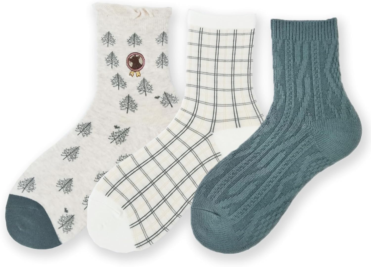 Women's Crew Socks Cute Bear Cat Floral Soft Fancy Socks Gifts for Women