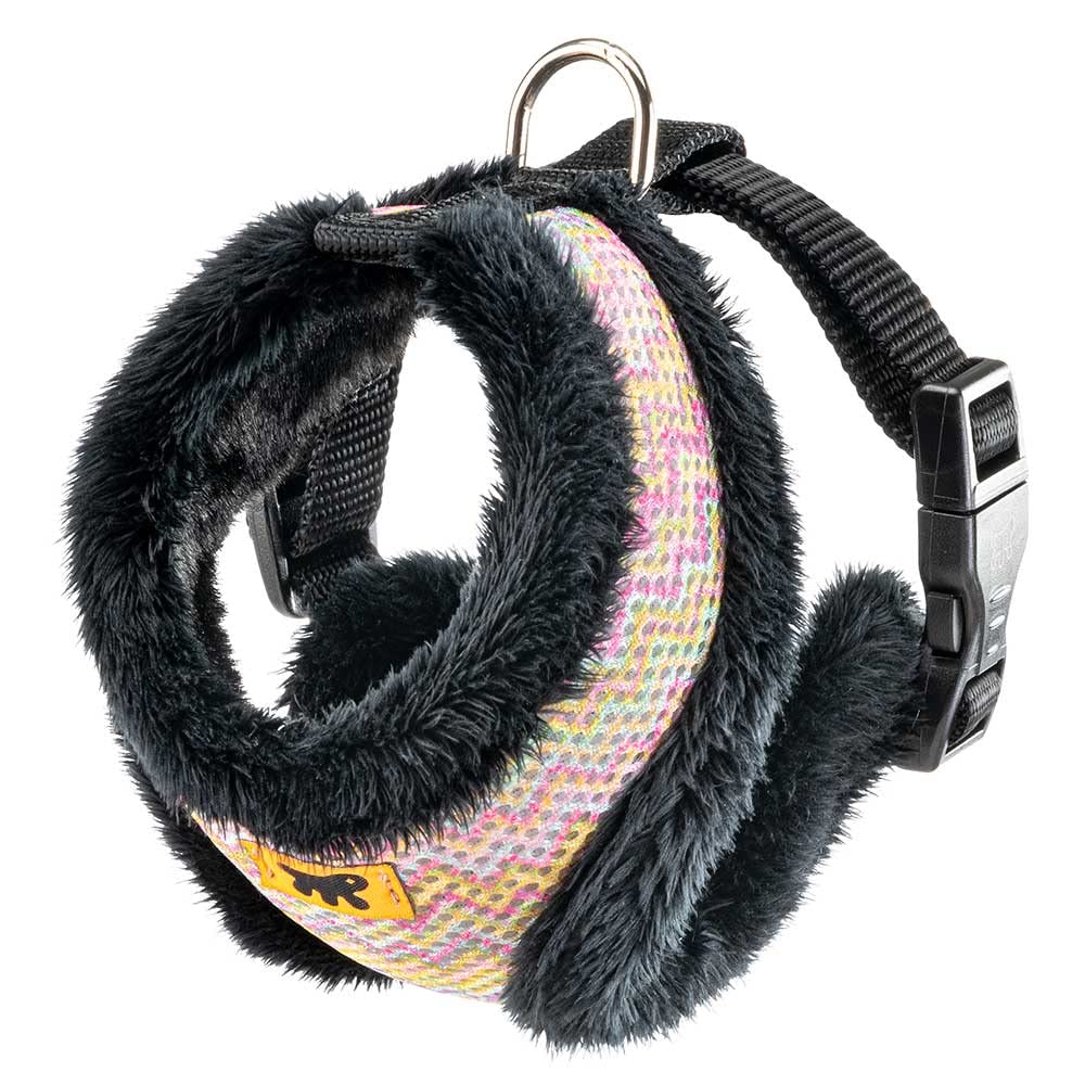 Ferplast Arnés Para Perros Gatos Nikita Fur XS, Transpirable, Piel Ecológica Suave, Cintura Ajustable, Multicolor