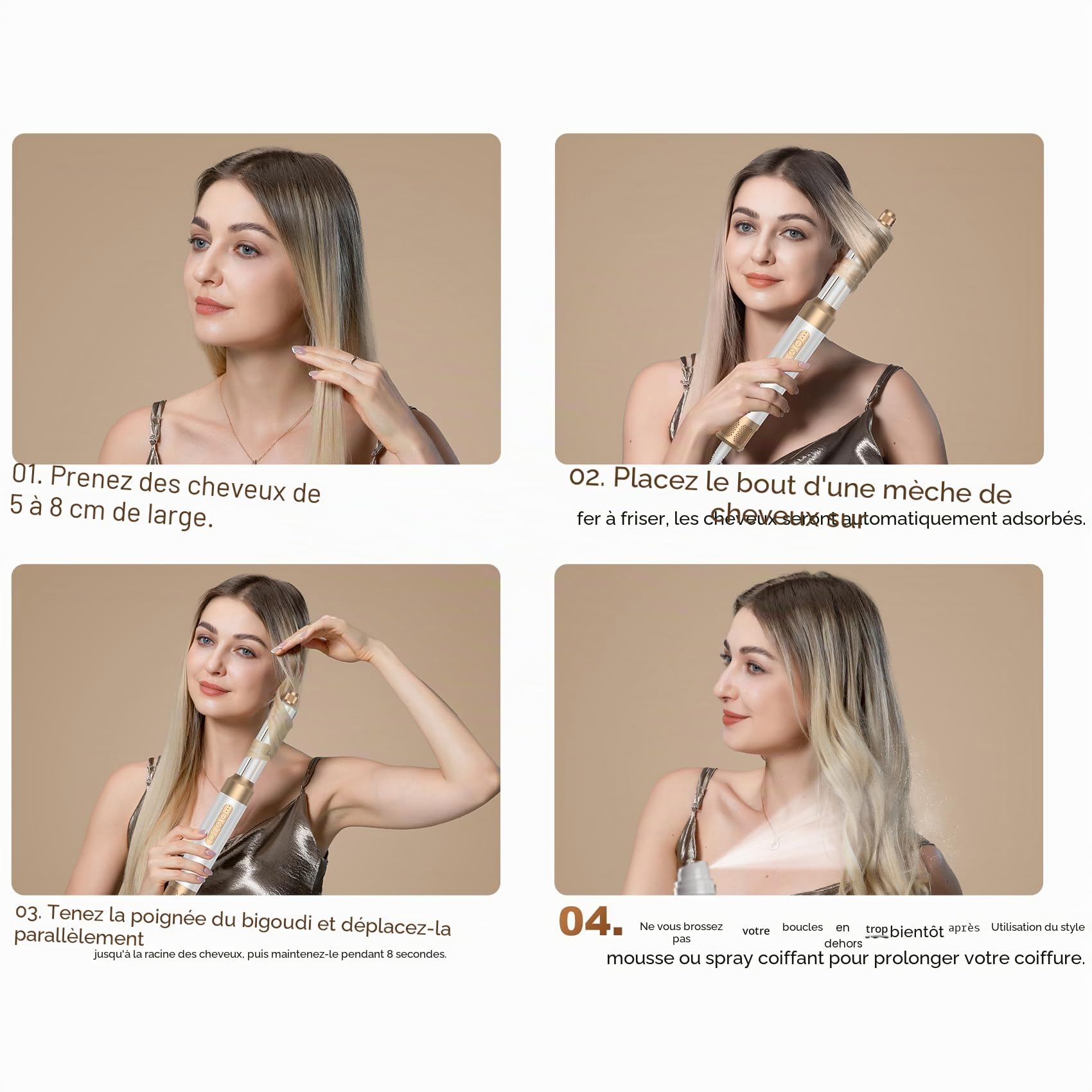 UKLISS Brosse Chauffante Brushing 7 in 1, Pro Hairstyler & 1400W SèChe-Cheveux avec Boucleur a Air, Brosse Lissante Chauffante, Thermal Brush, Airbrush Multistyler Cadeaux pour Femmes Styling