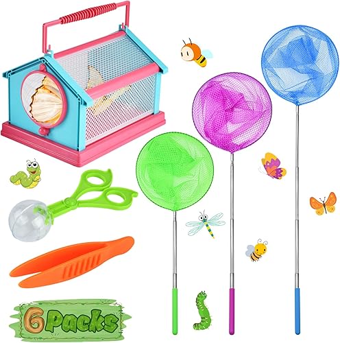 Kit telescópico para atrapar insectos, redes de mariposa para niños, herramientas perfectas para atrapar, agarre antideslizante, redes de insectos