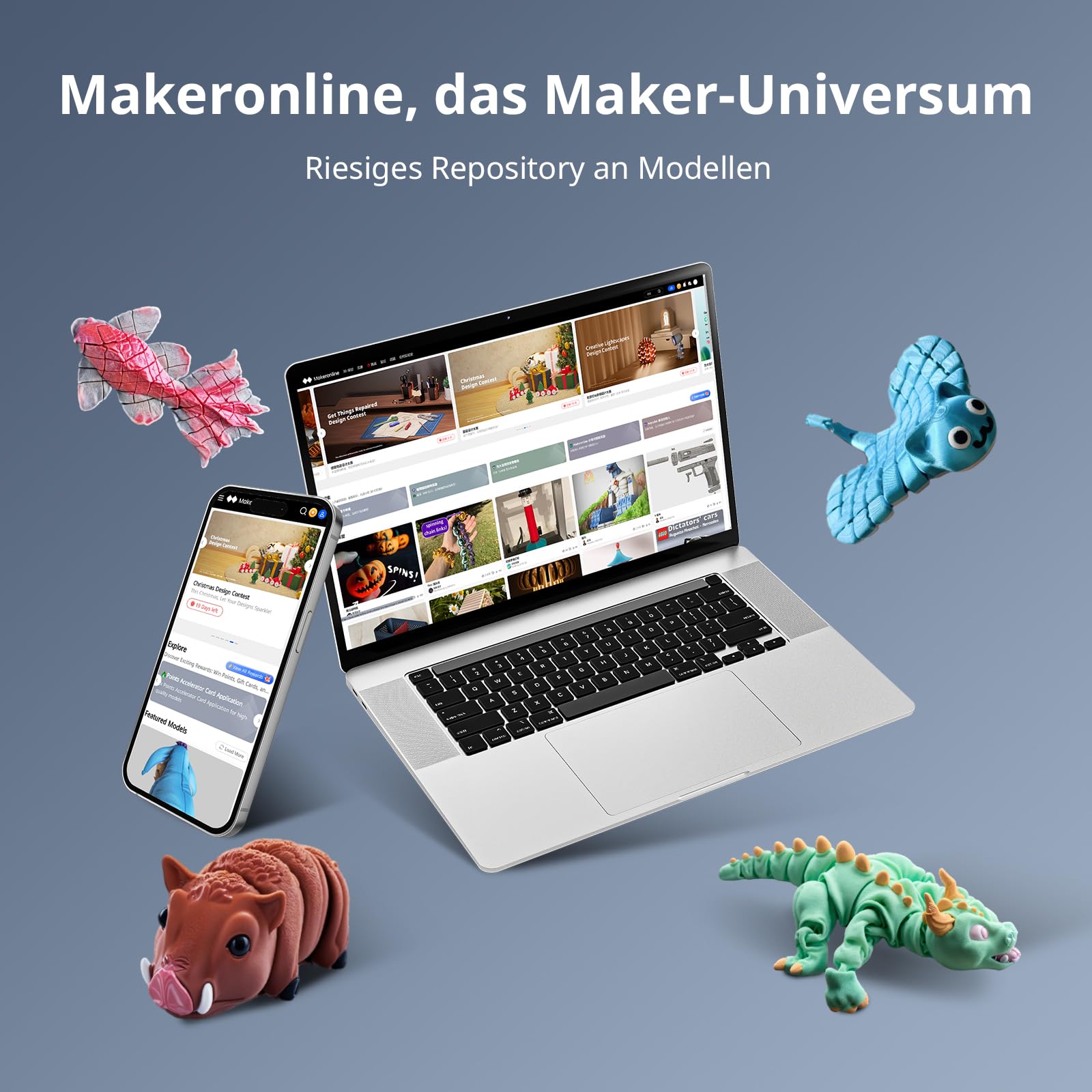 Anycubic Kobra 3 Max Combo 3D-Drucker Mehrfarbig mit 0,4mm Düse, 420x420x500mm Druckgröße, 600 mm/s Schnelles Drucken, Trocknung Filament während des Drucks, Stabilere Konstruktion