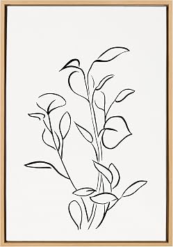 Kate and Laurel Sylvie Botanical Sketch Print No 2 Framed Canvas Wall Art by The Creative Bunch Studio, 23x33 Natural, Decorative Abstract Nature Art for Wall