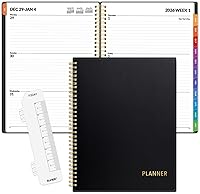 SUNEE 2026 Weekly Monthly Planner 8.5x11 Spiral Bound Black - Lay-Flat Tabs Pockets Thick Paper Jan-Dec 2026