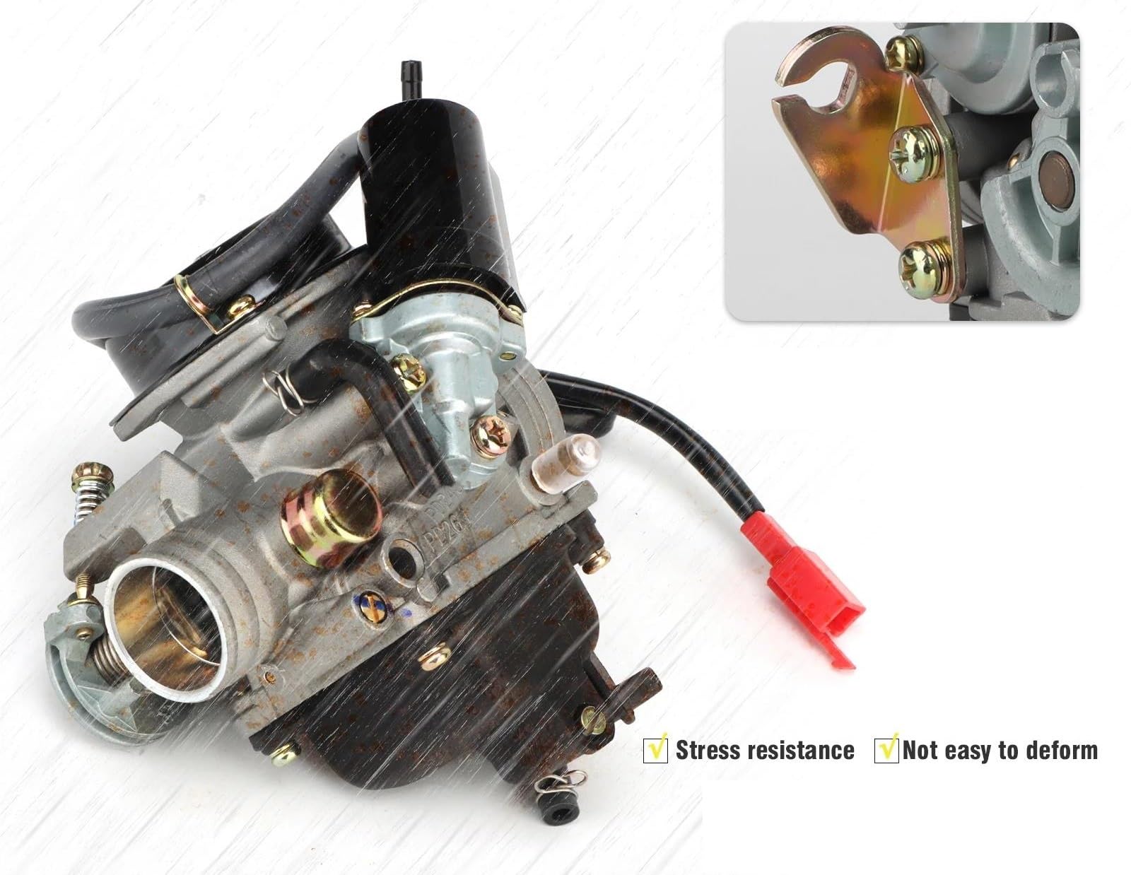 Carburador Motocicleta Power Jet Carburador PD para GY6 Motocicleta Motor 125cc 150cc con Válvula Drenaje Metal Carburador Potente 24mm